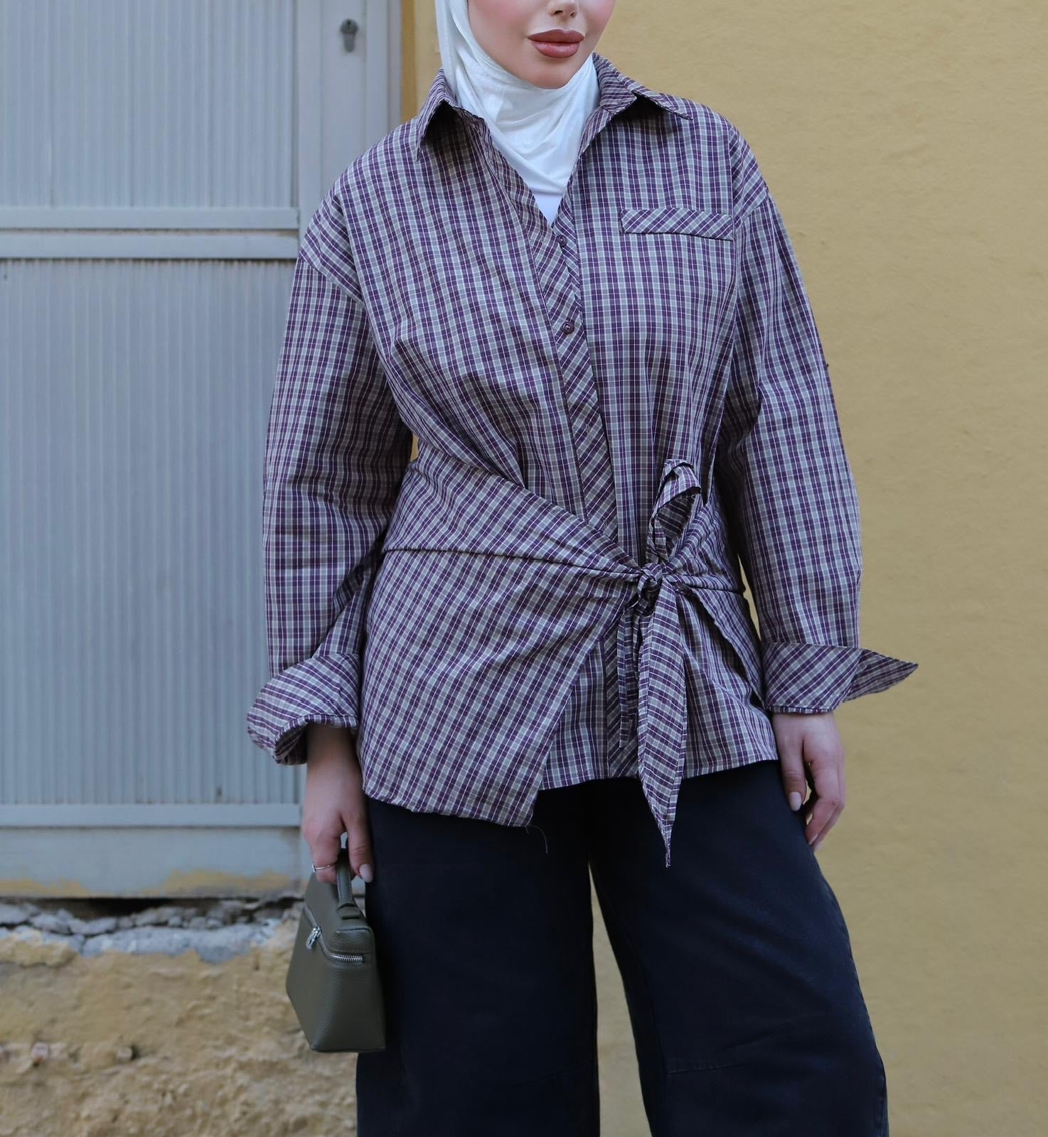 Plaid Shirt Brown قميص كارو