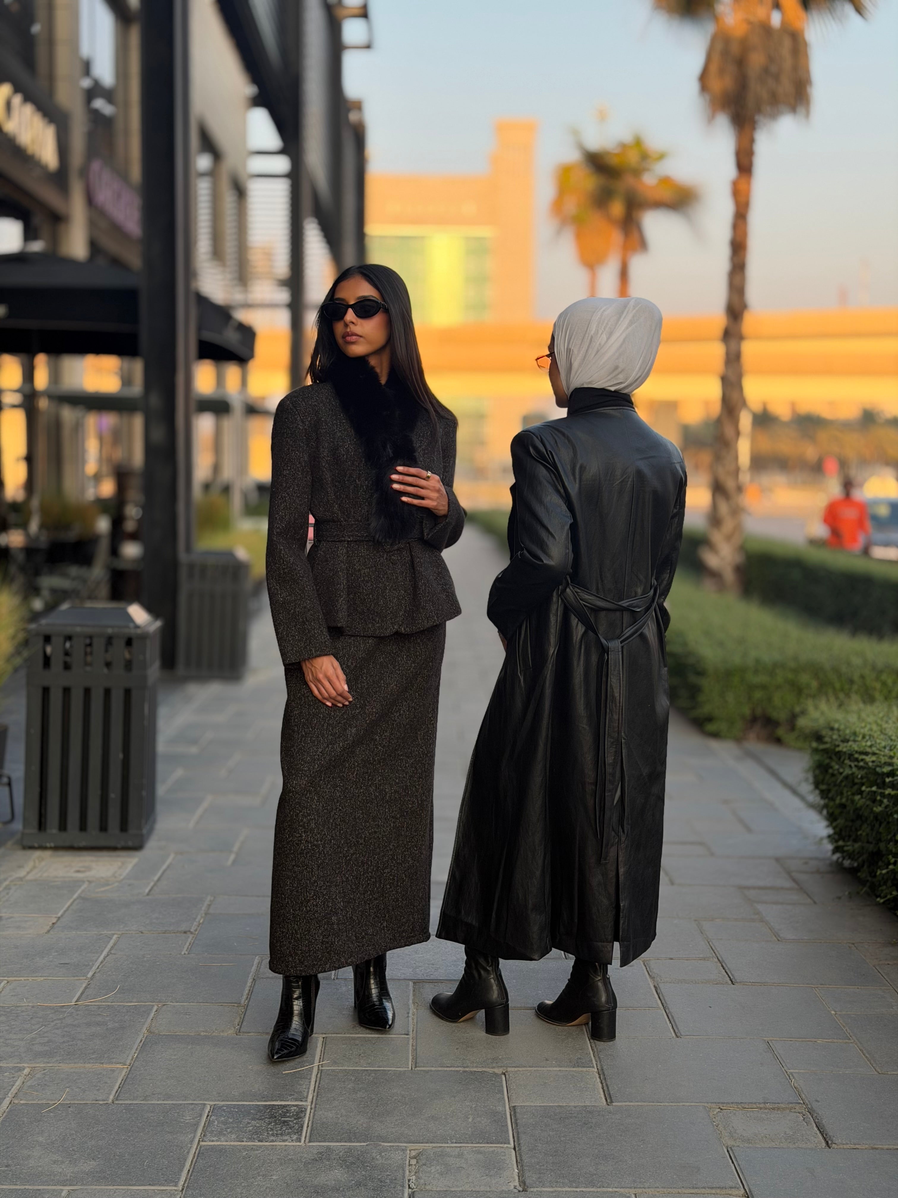 Fur Set Skirt and Top with Scarf