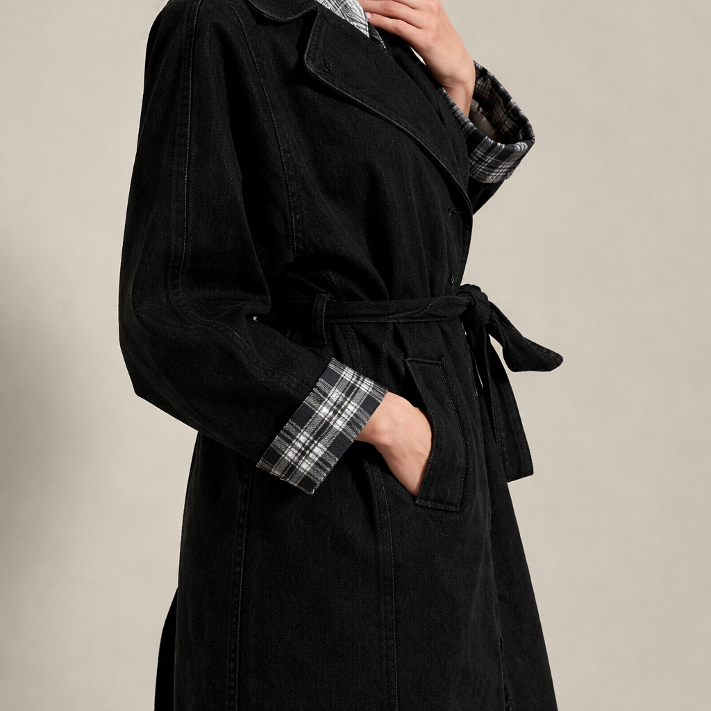 Black Jeans jacket  جاكت جينز طويل