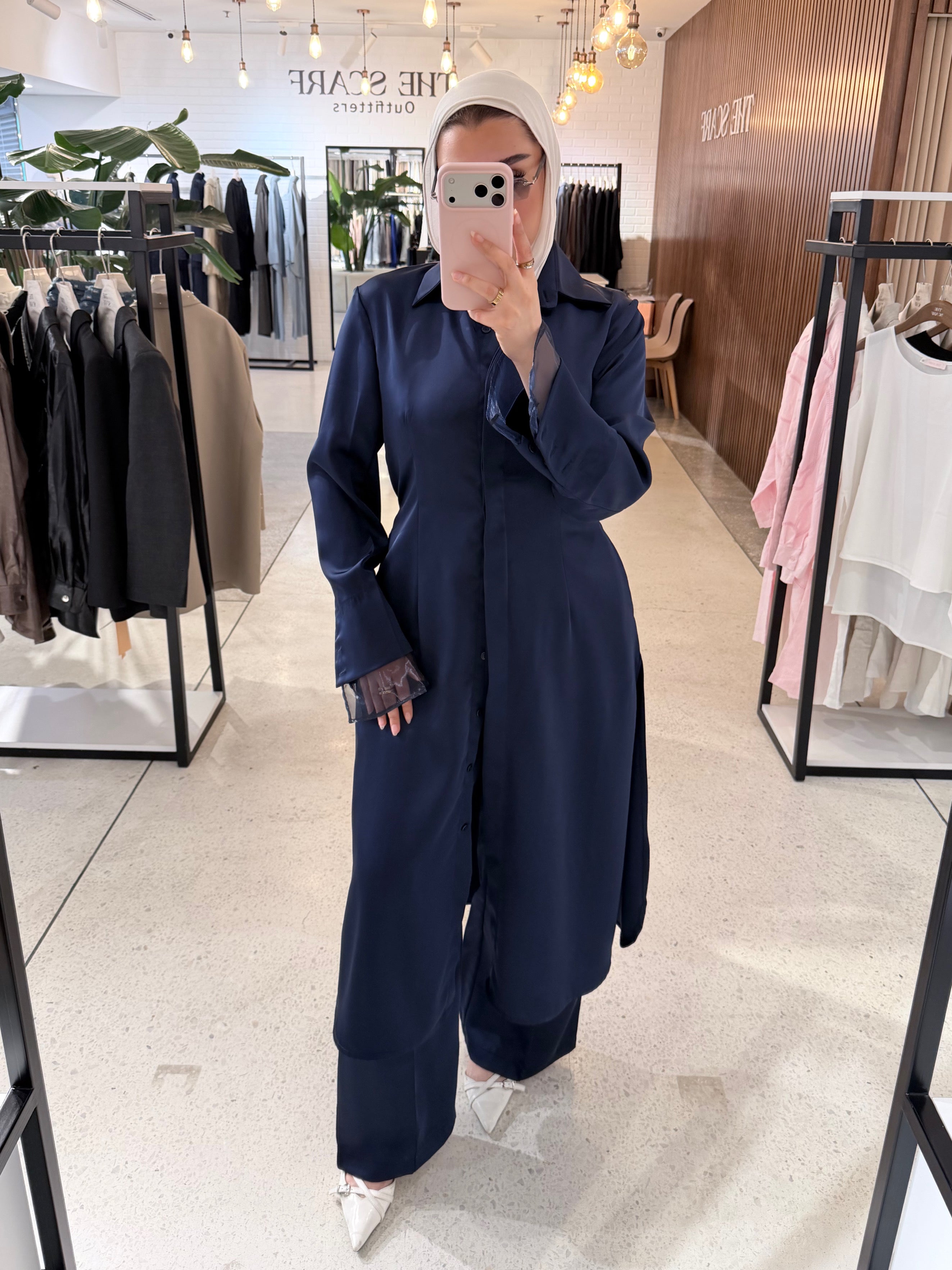 Silky Trench - Navy Blue