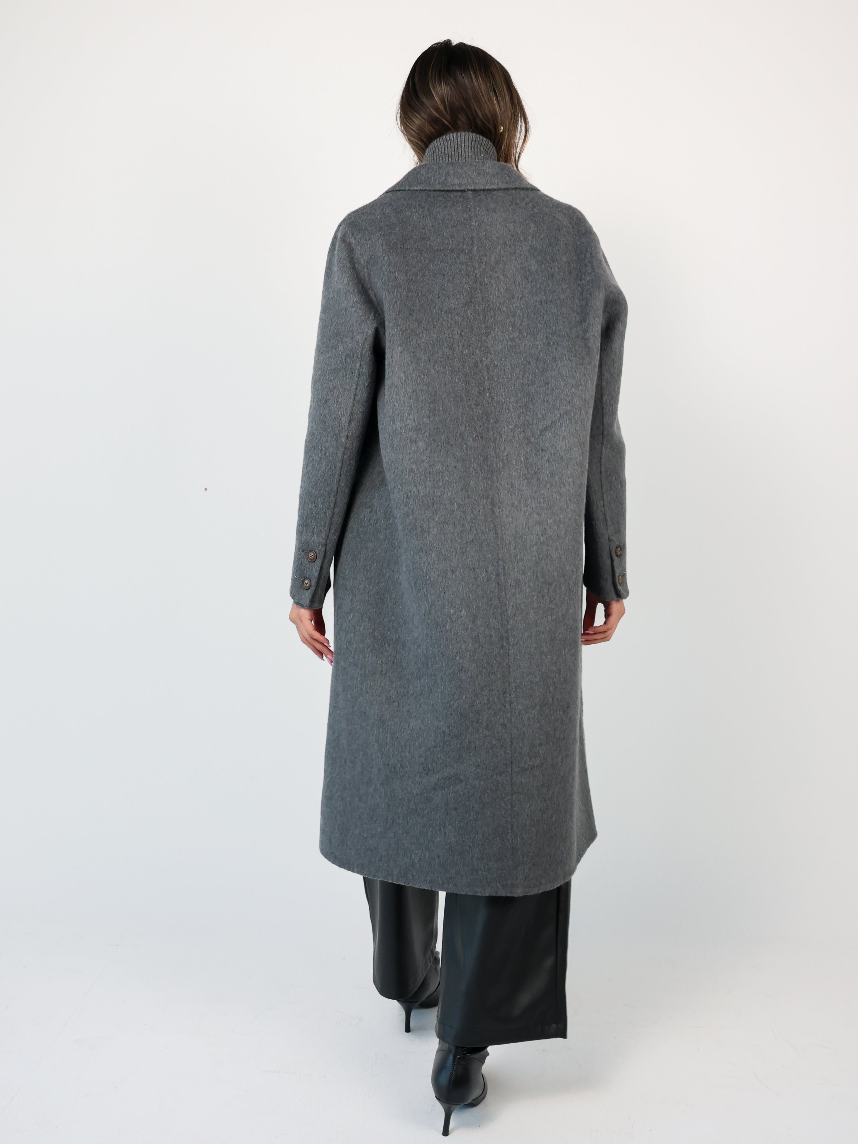 Highneck Wool-blend Coat معطف صوف رقبة طويل