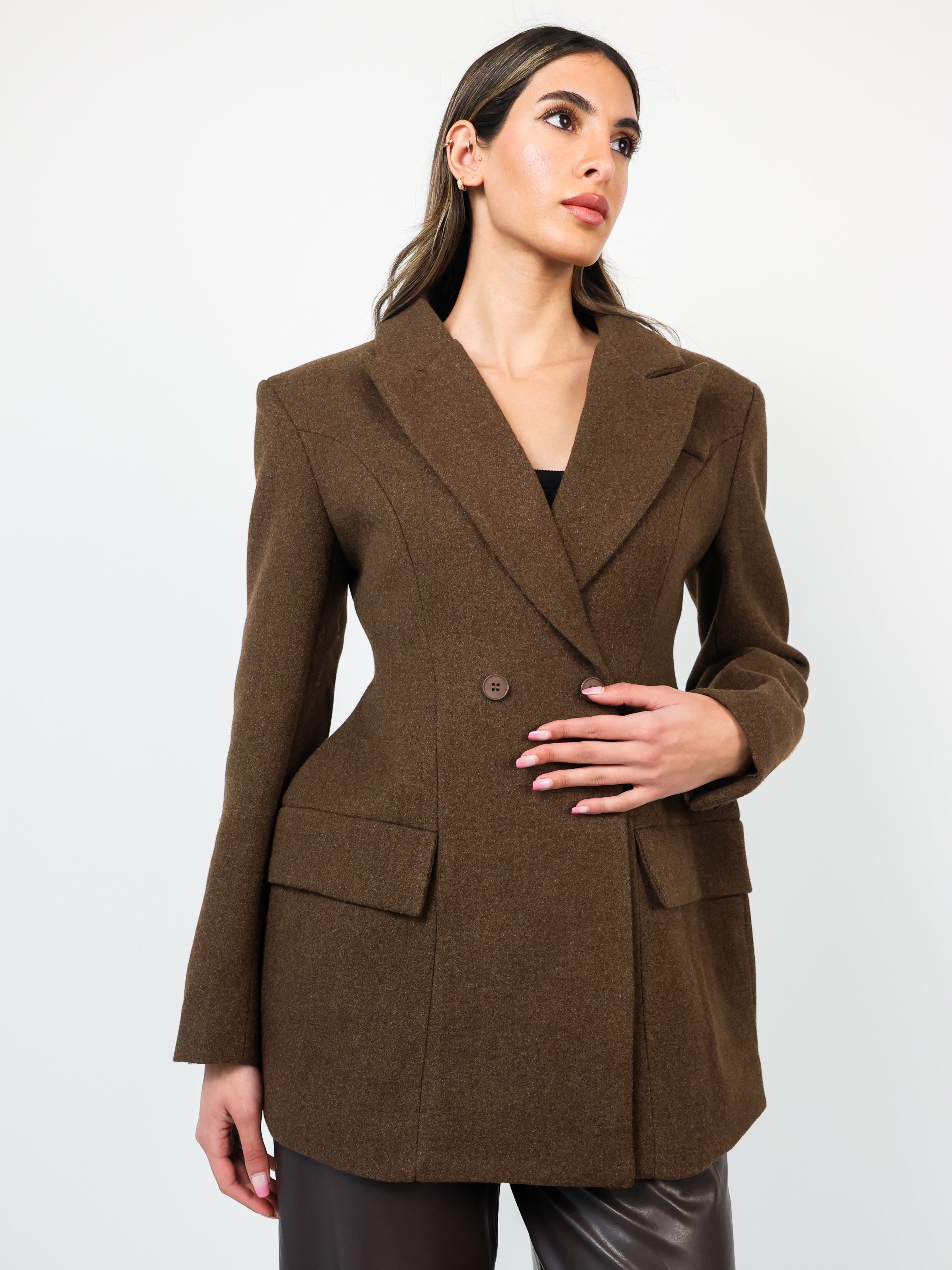 Wool blend fitted coat