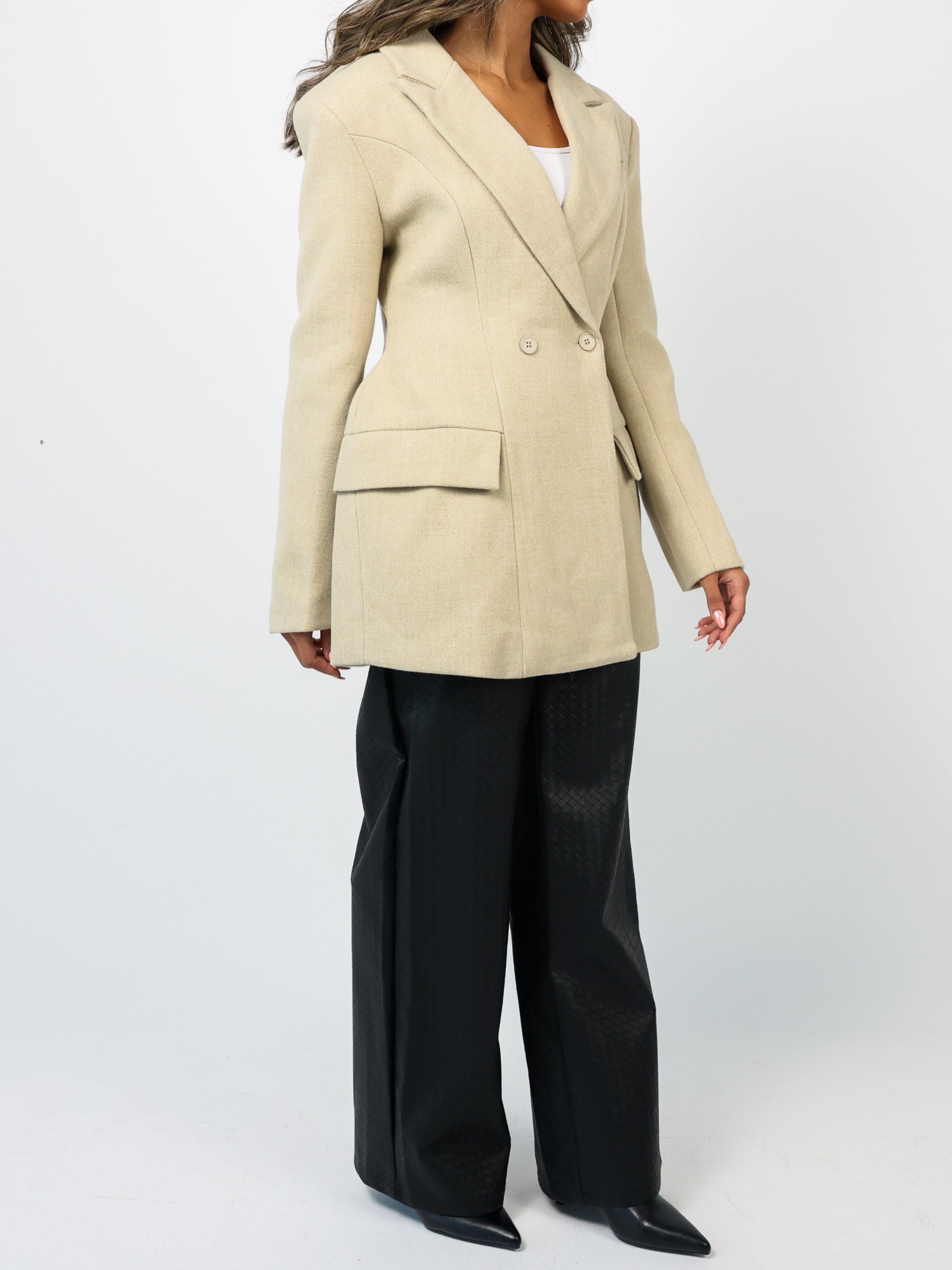 Wool blend fitted coat