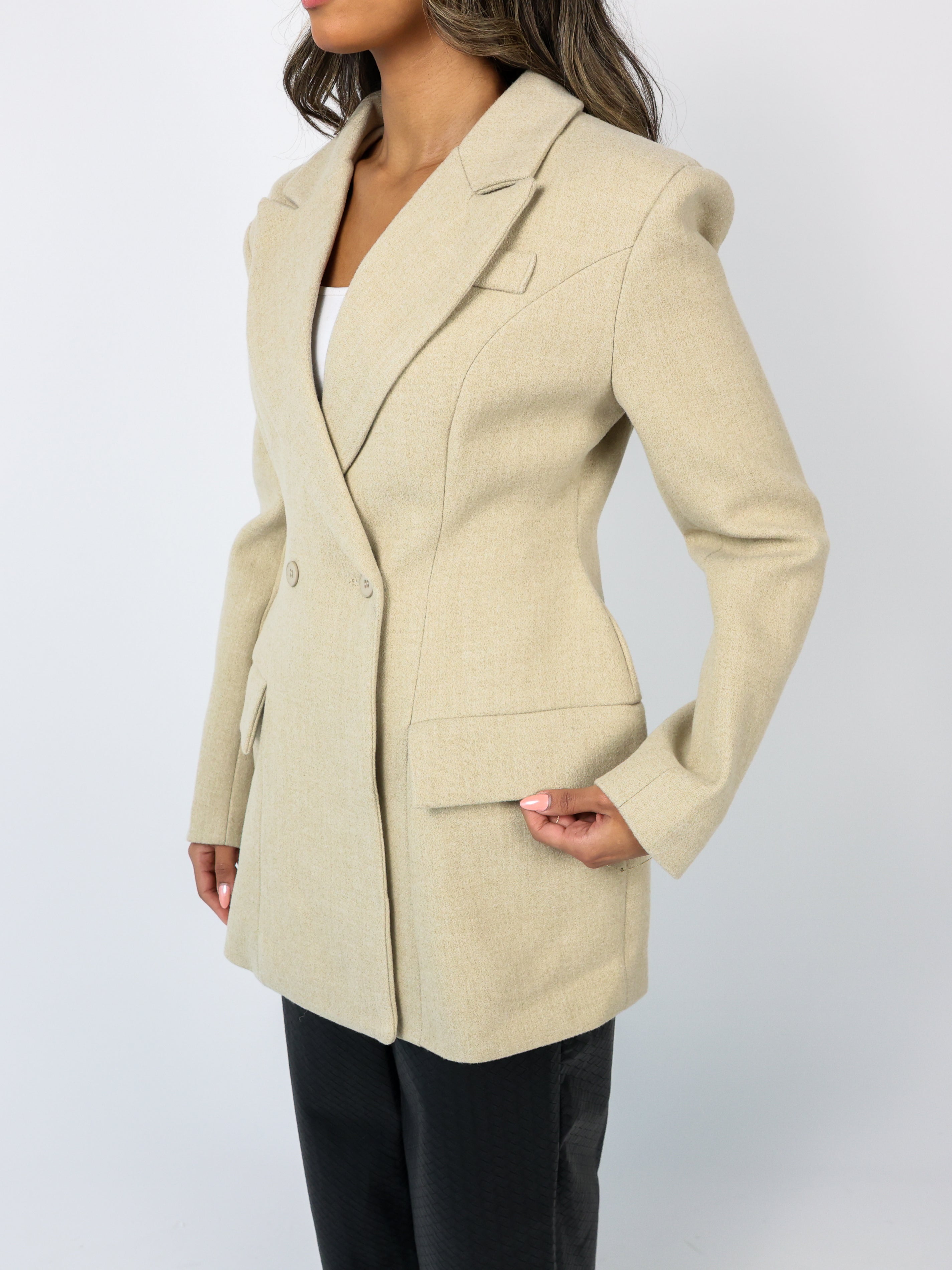 Wool blend fitted coat
