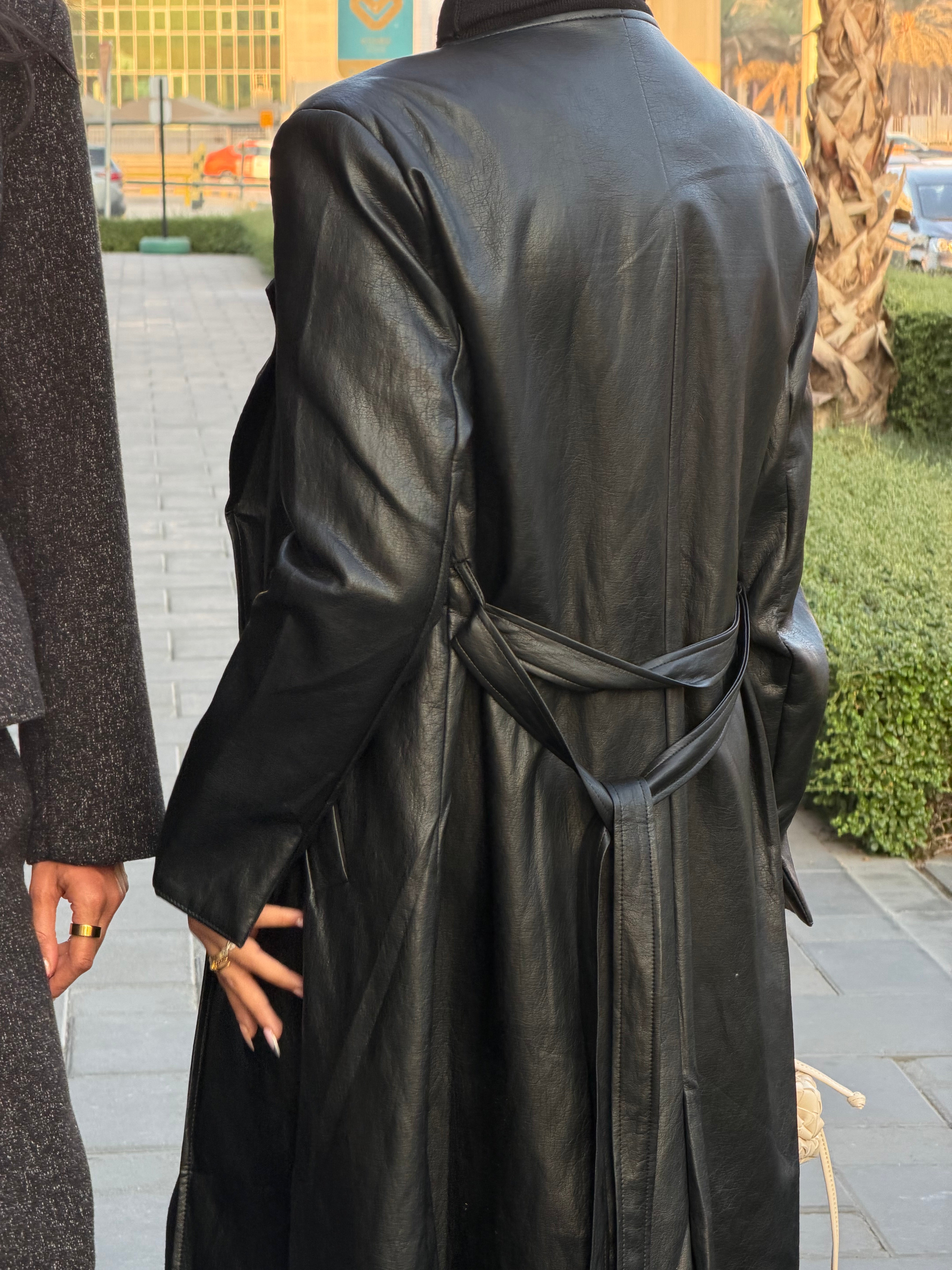 Long leather jacket w/inner