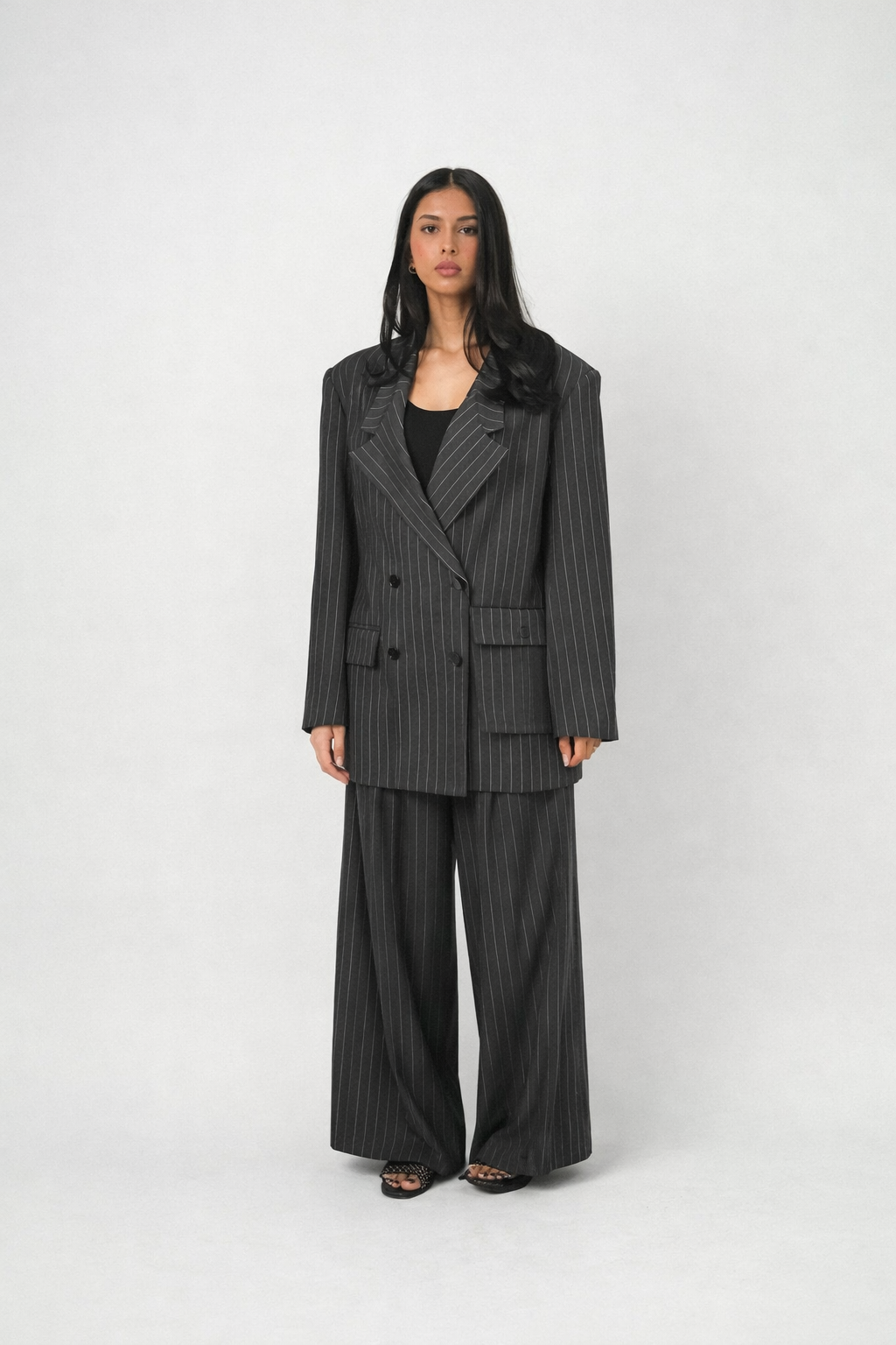 Pinstriped Suit- Gray بدلة مخطط