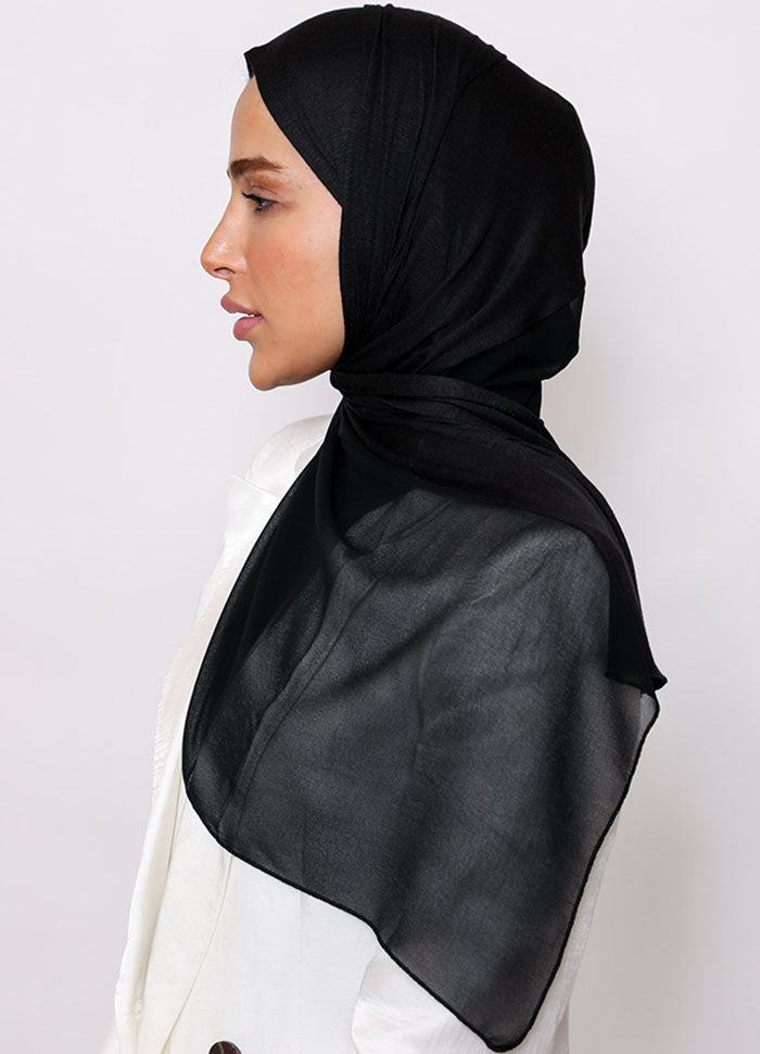 Half Double Stretch Half Chiffon حجاب نص دبل ستريج نص شيفون