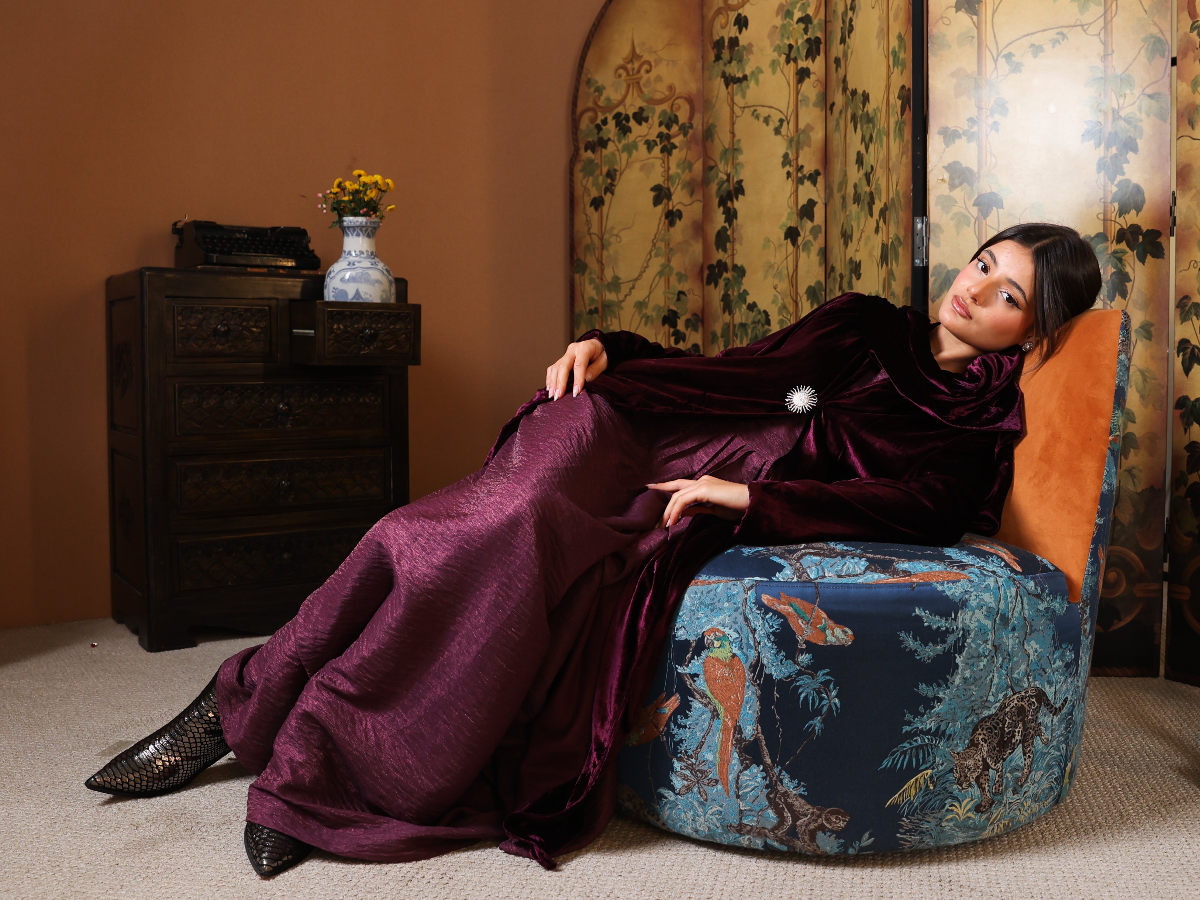 Maroon Velvet w/ scarf