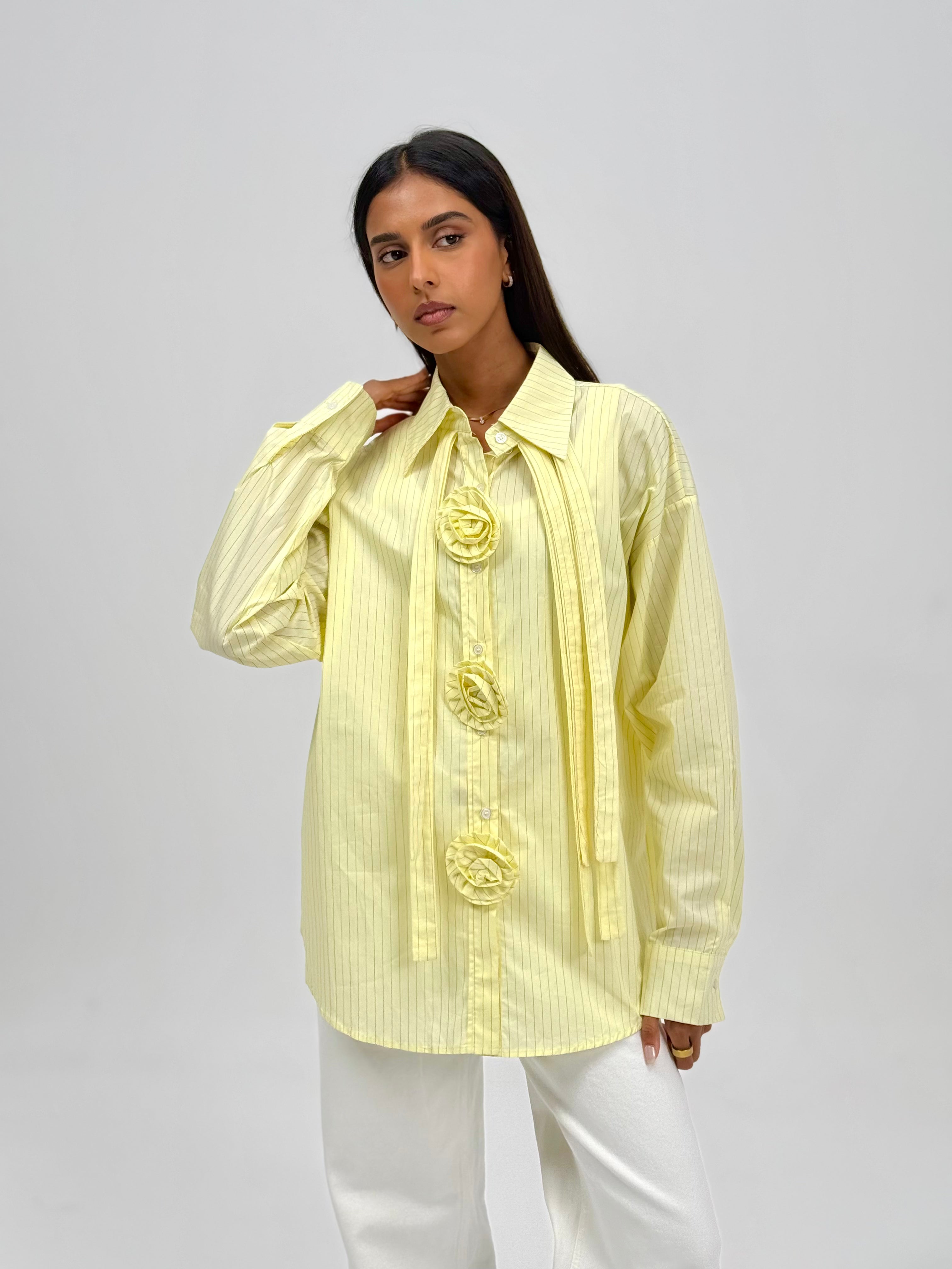 Pinstriped Shirt-Yellow