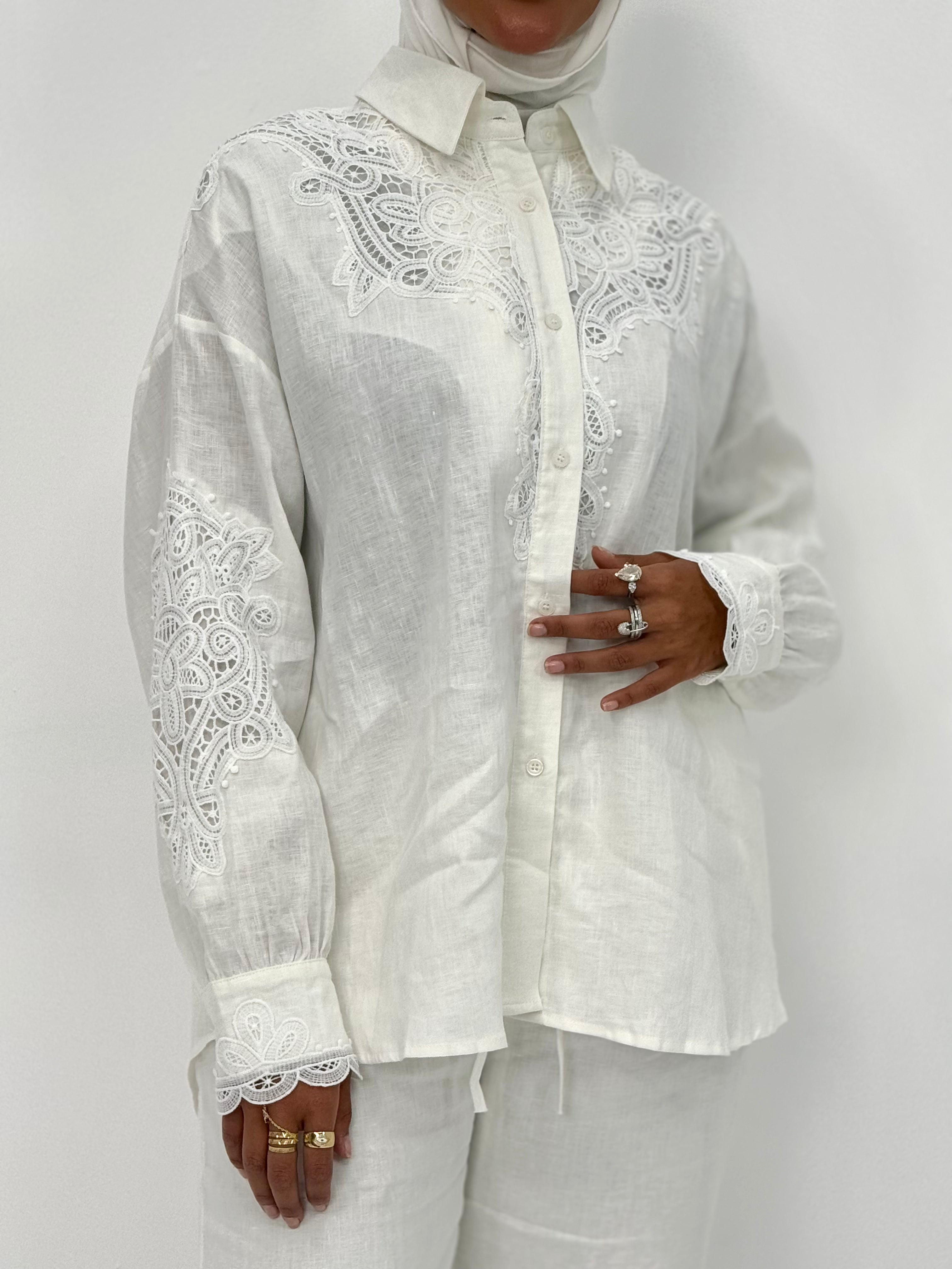 Linen Set Lace- Offwhite