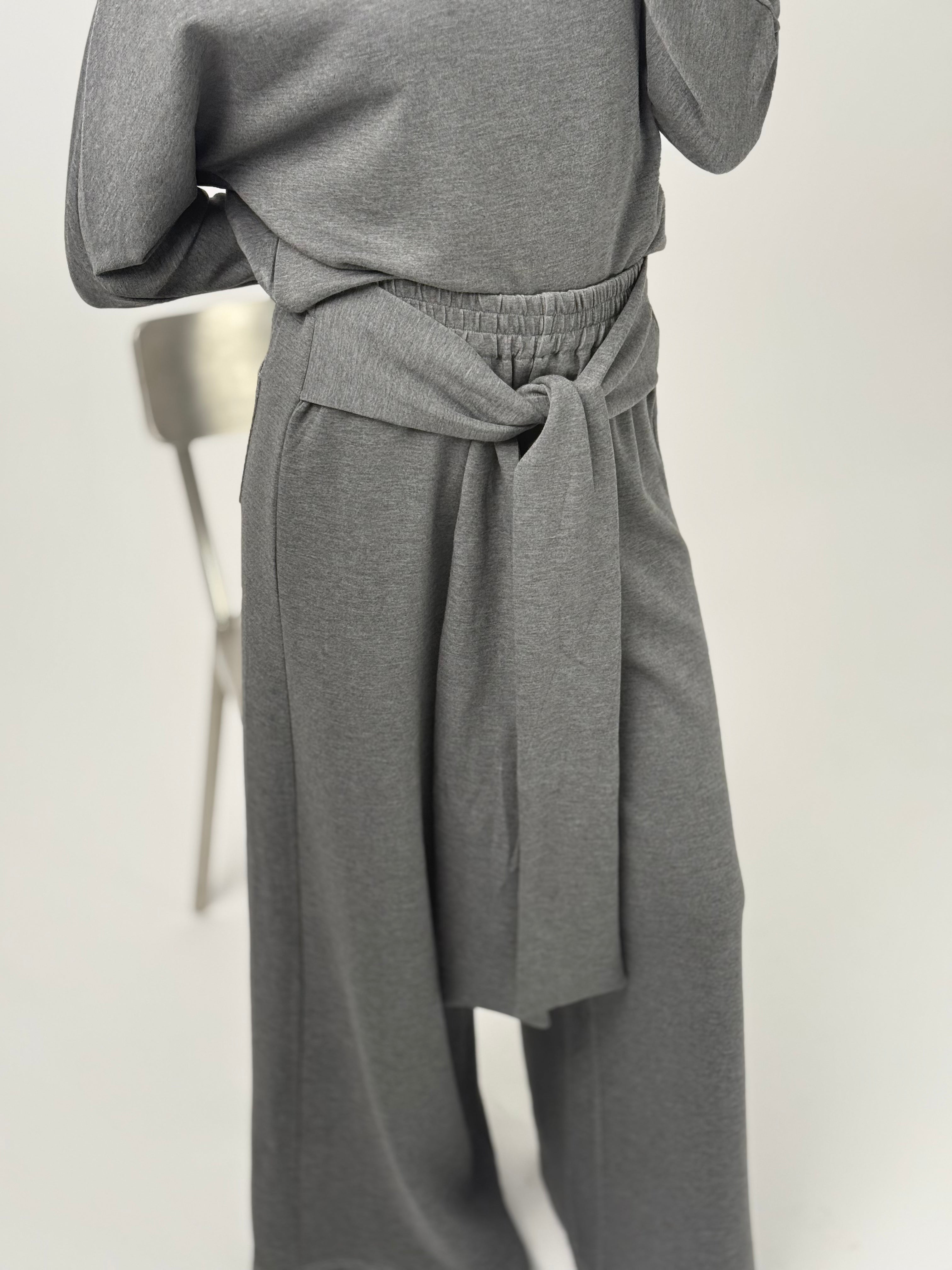 Wide leg pants بنطلون واسع بحزام خصر