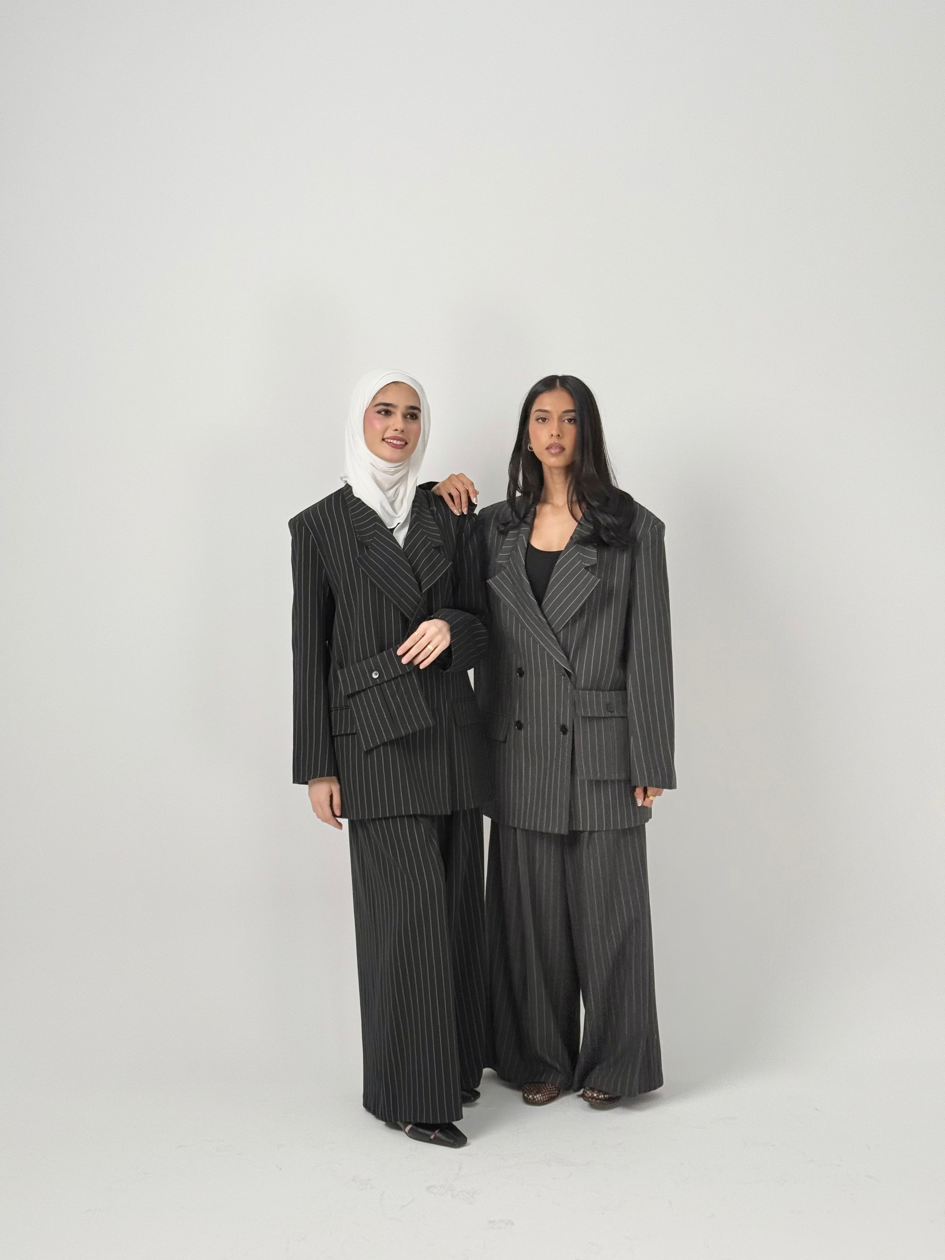 Pinstriped Suit- Gray بدلة مخطط