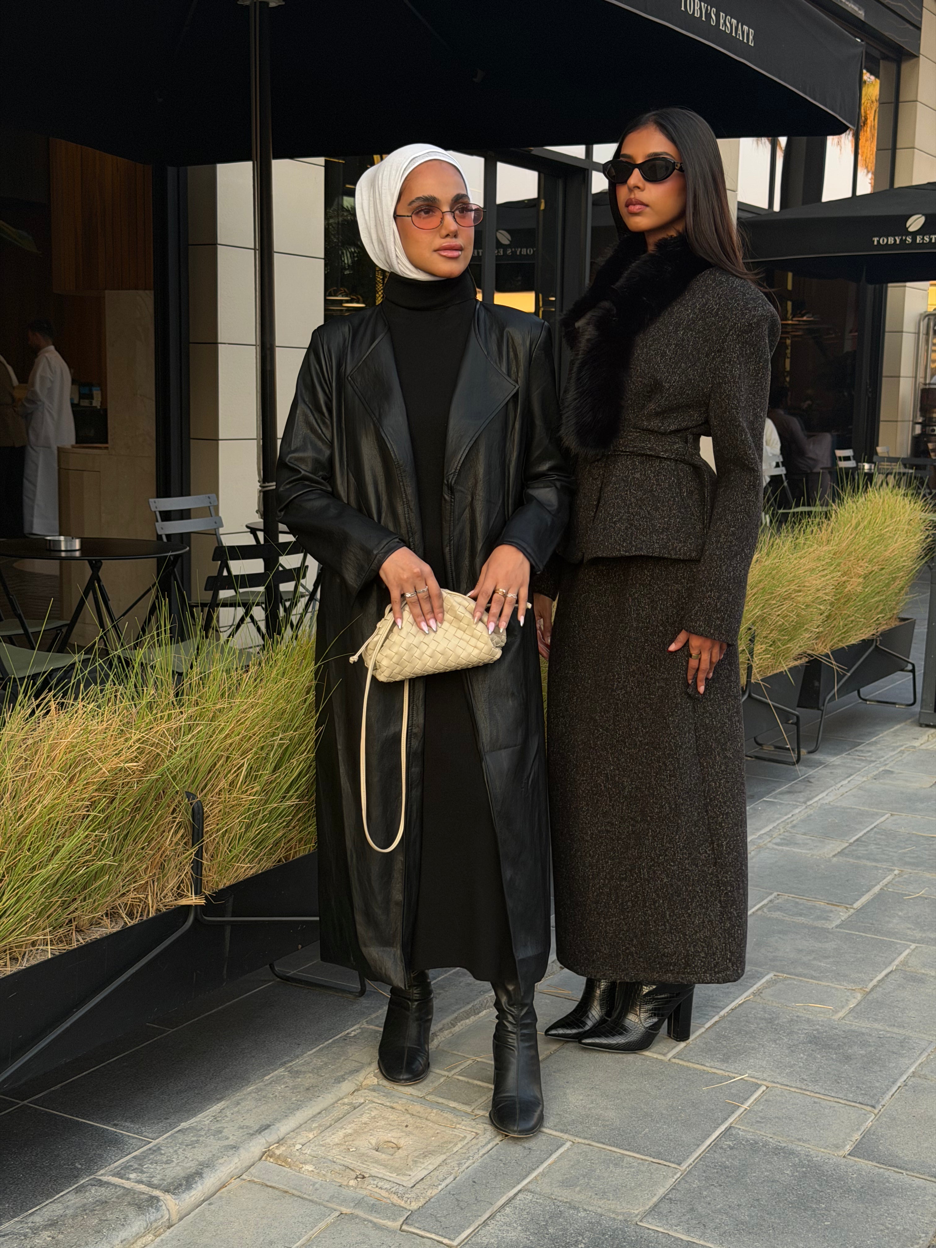 Long leather jacket w/inner