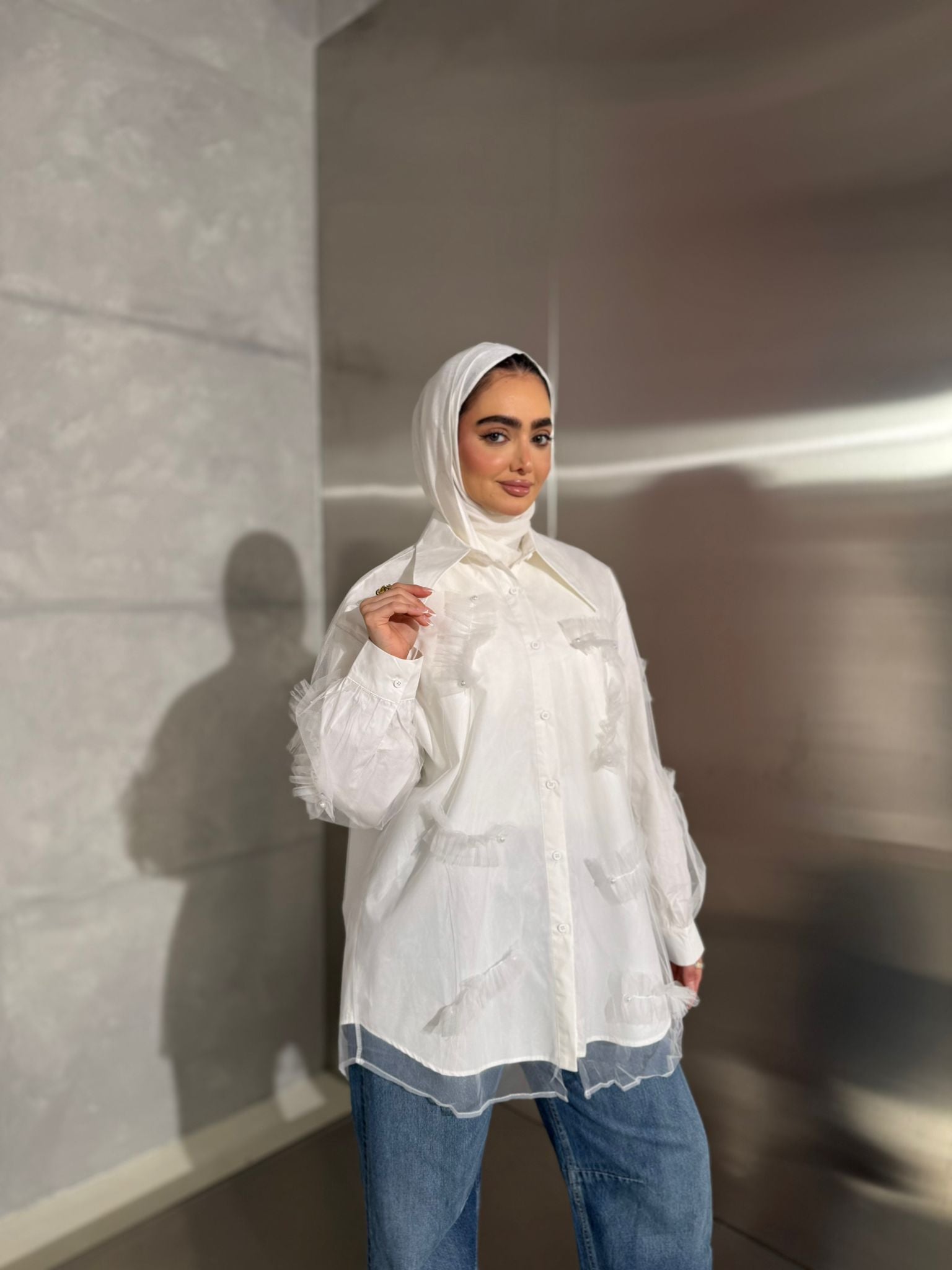 SHIRT RUFFLE TULLE-White