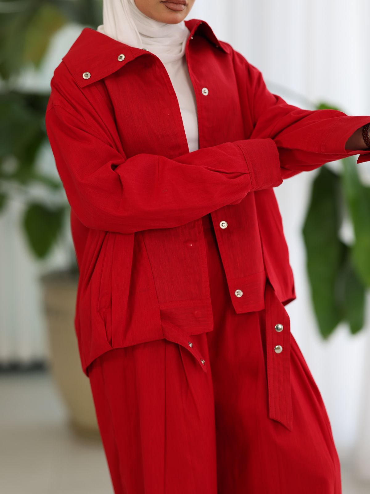 Linen High-collar Co-ord Set