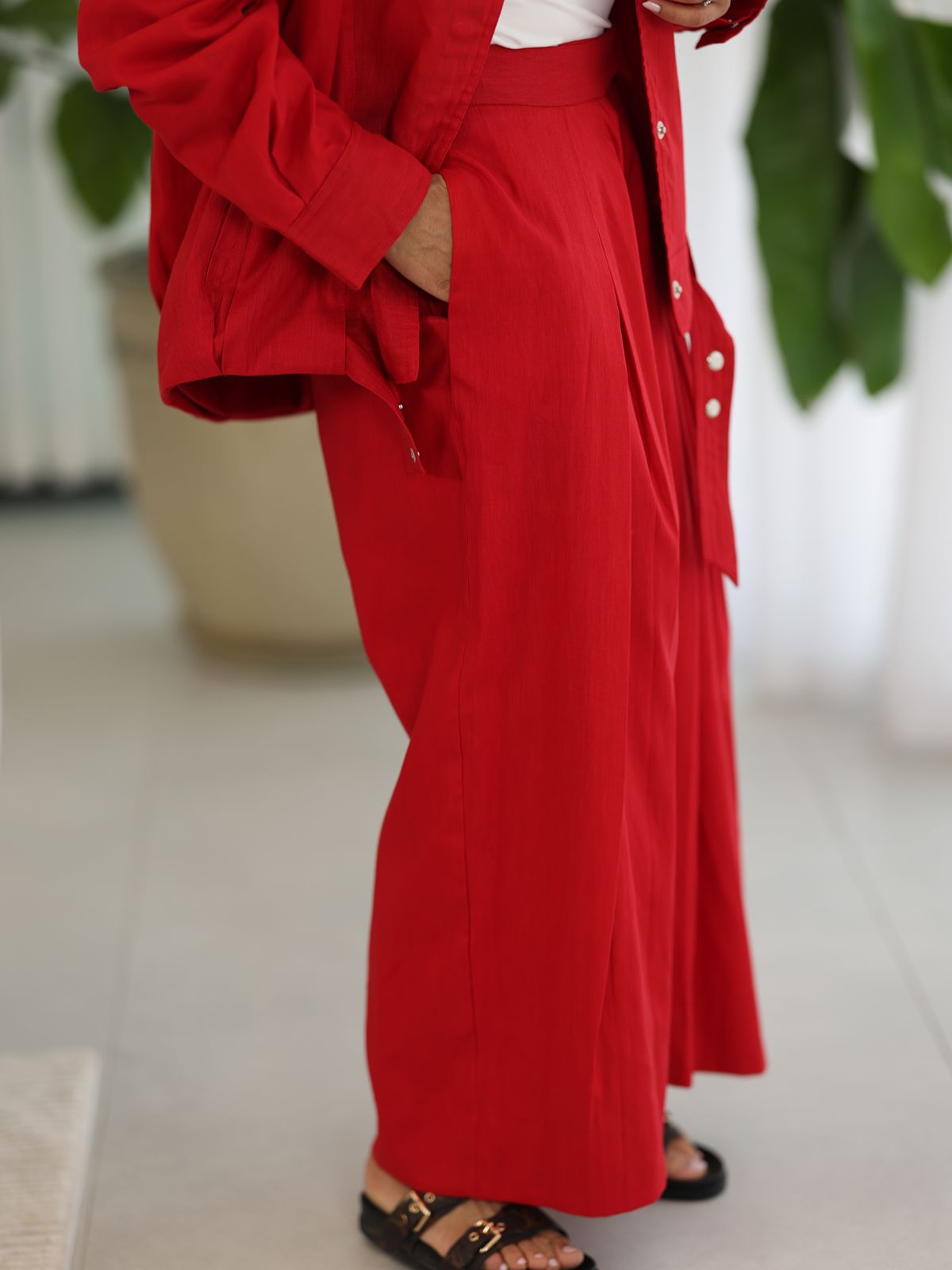 Linen High-collar Co-ord Set