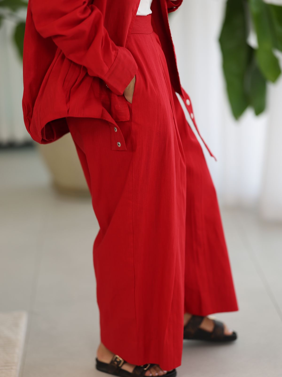 Linen High-collar Co-ord Set