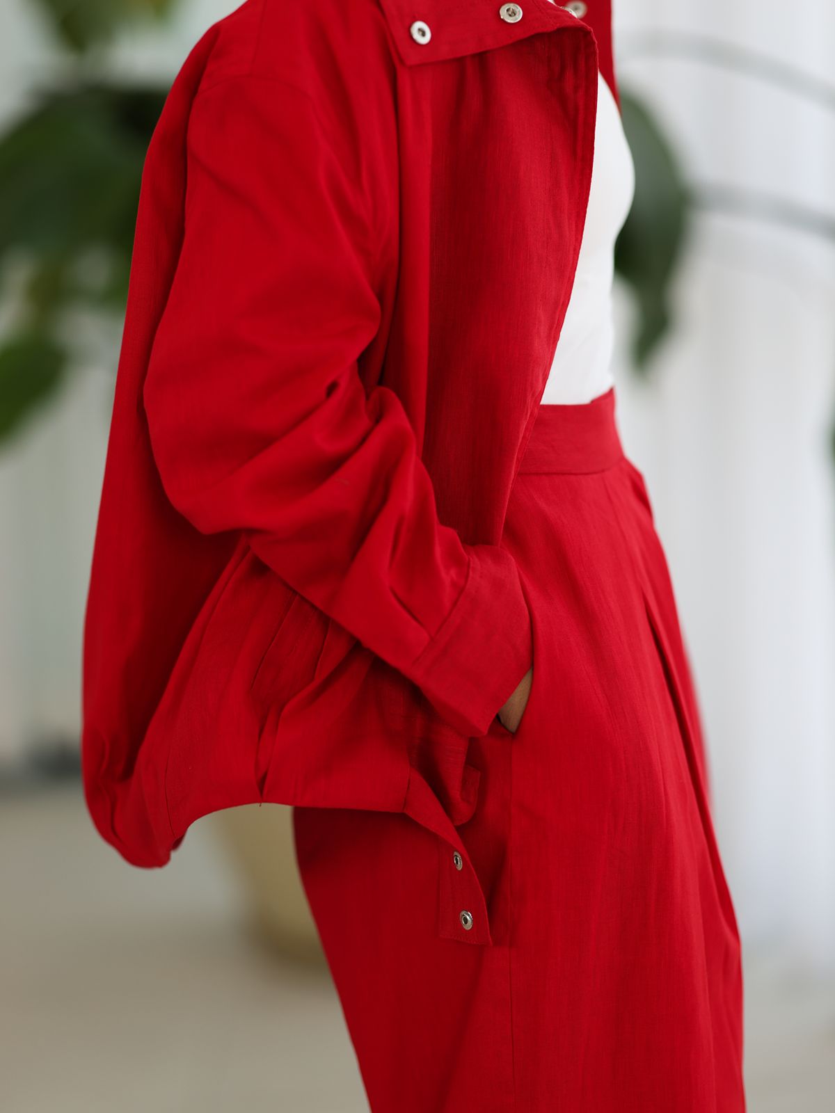 Linen High-collar Co-ord Set