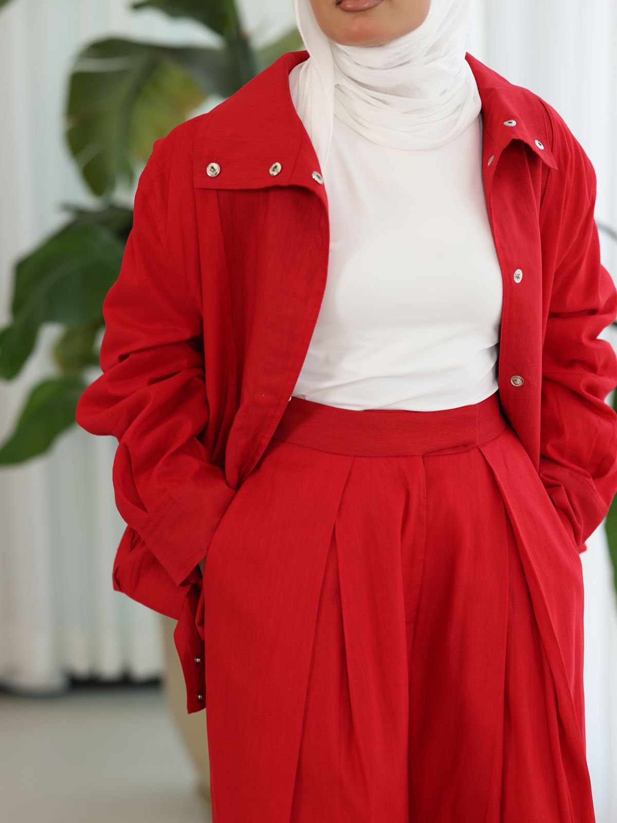 Linen High-collar Co-ord Set