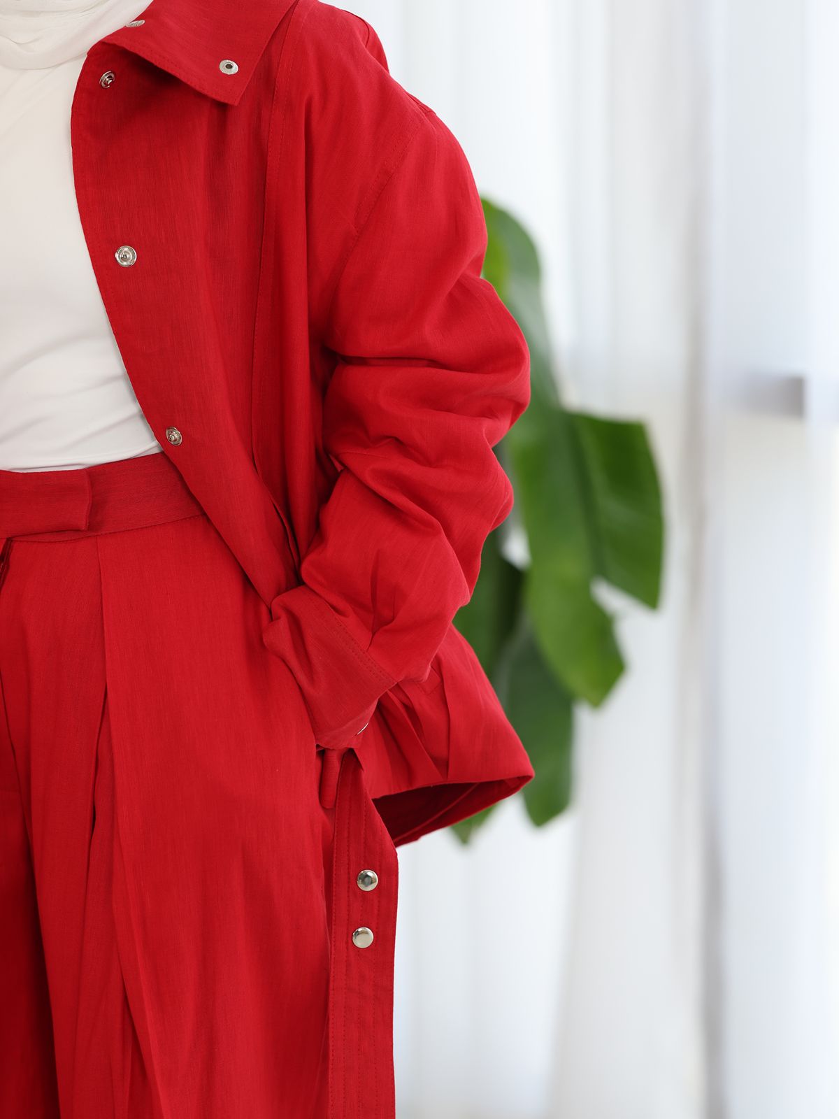 Linen High-collar Co-ord Set