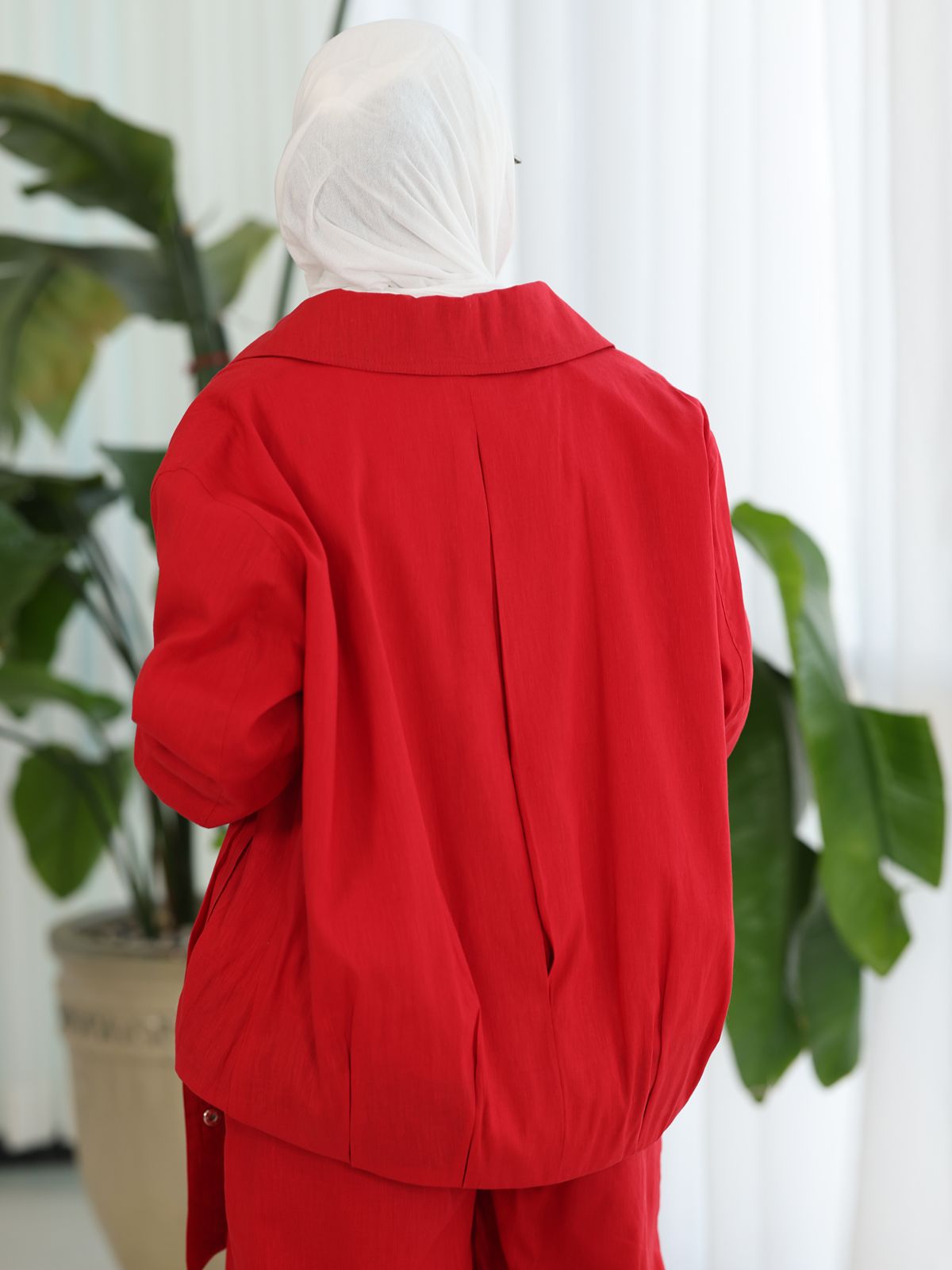Linen High-collar Co-ord Set