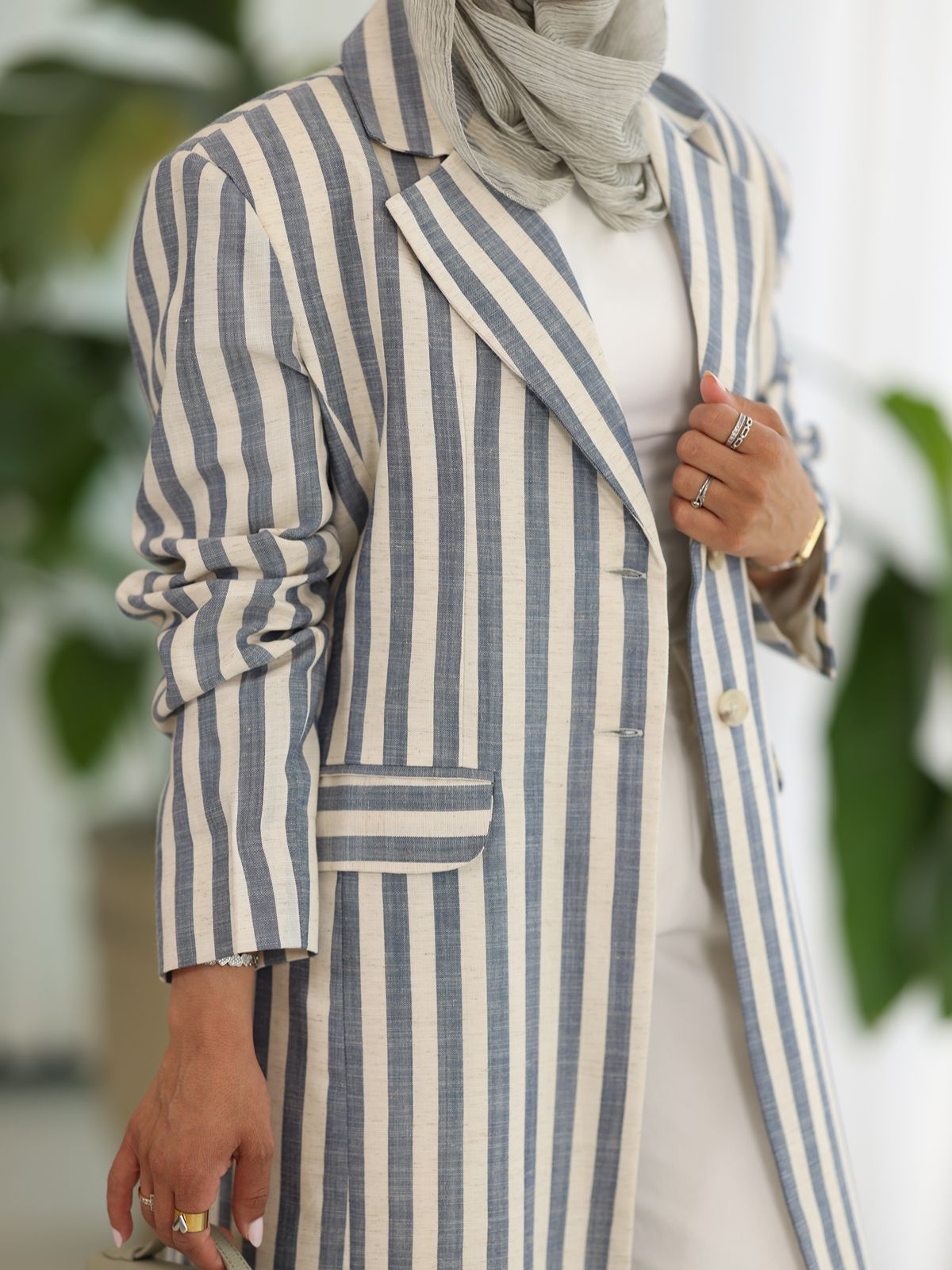 Azure Stripe Tailored Coat