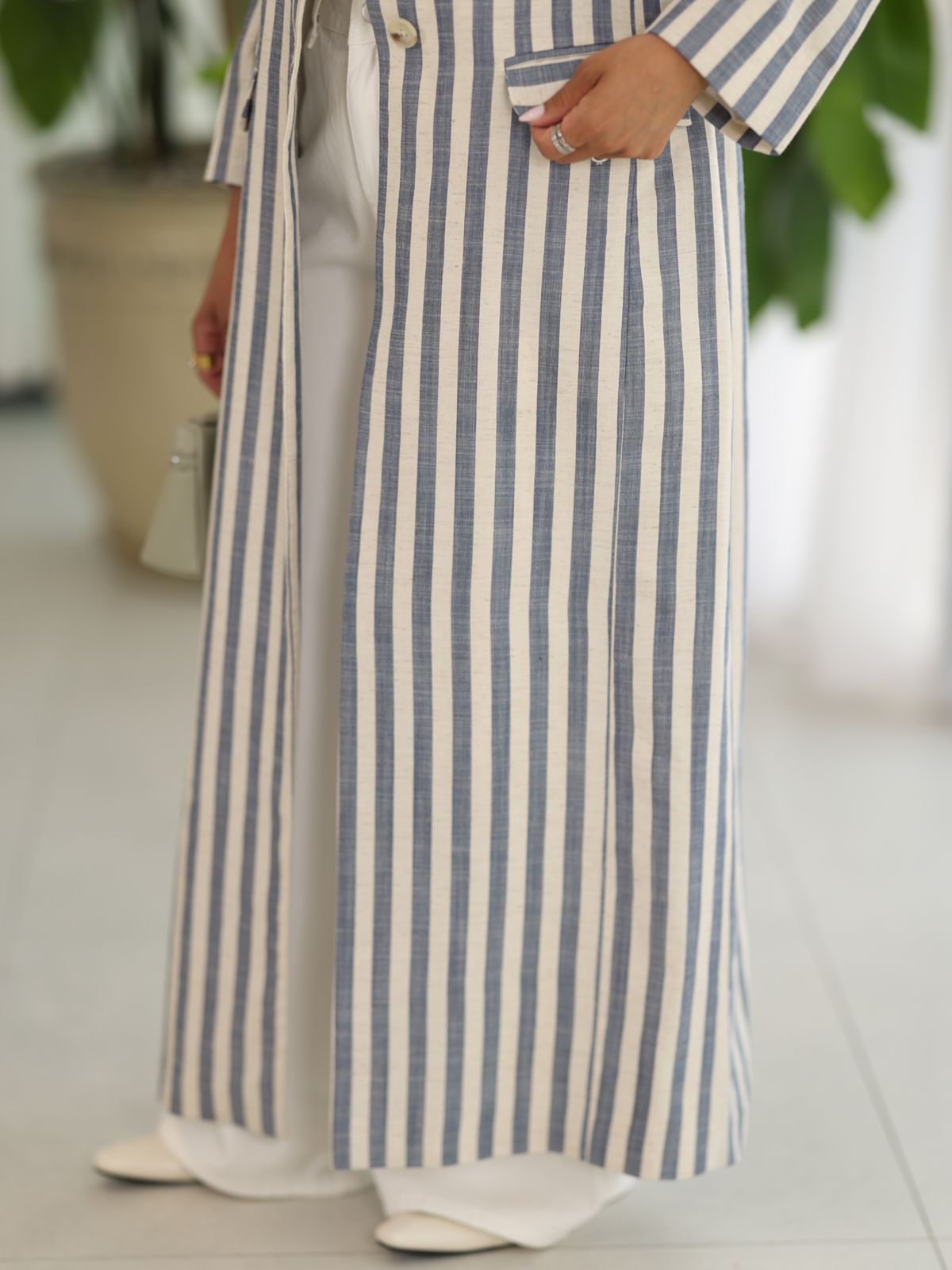 Azure Stripe Tailored Coat