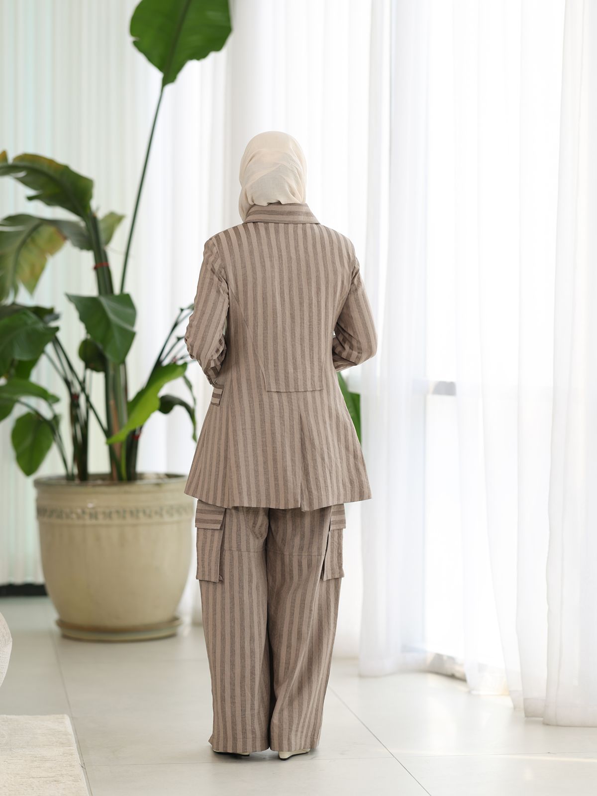 Azure Pinstripe Tailored Co-Ord Set - Mocha