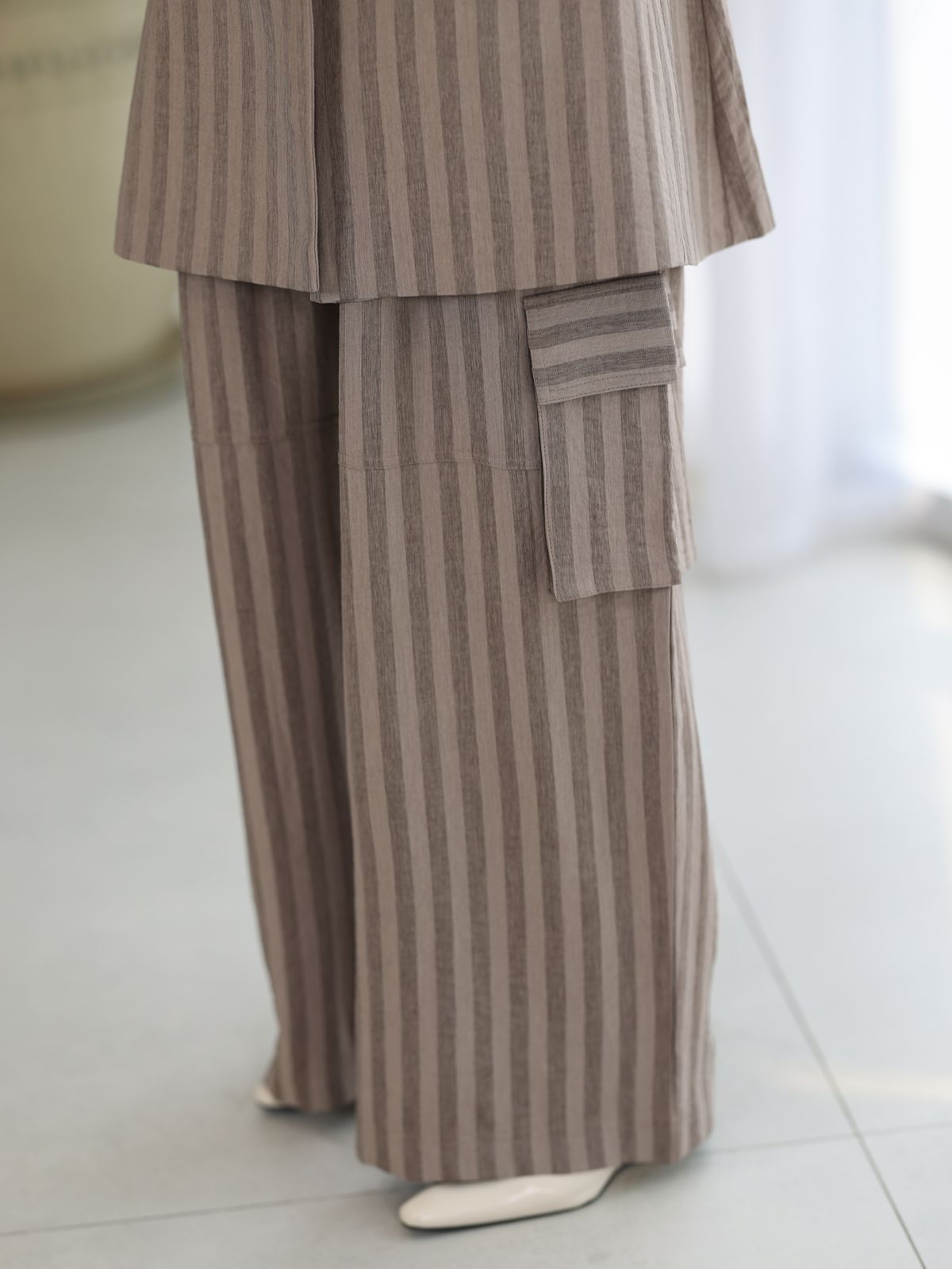 Azure Pinstripe Tailored Co-Ord Set - Mocha