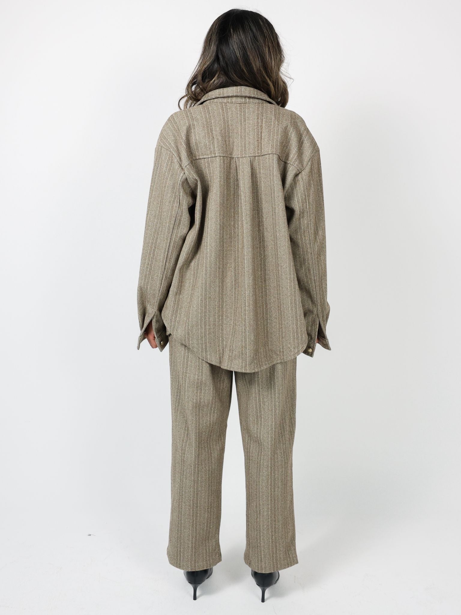 Striped Wool-blend Set  بدلة صوف مقلم