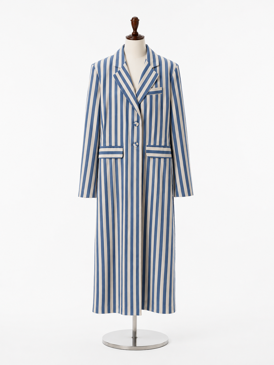 Azure Stripe Tailored Coat