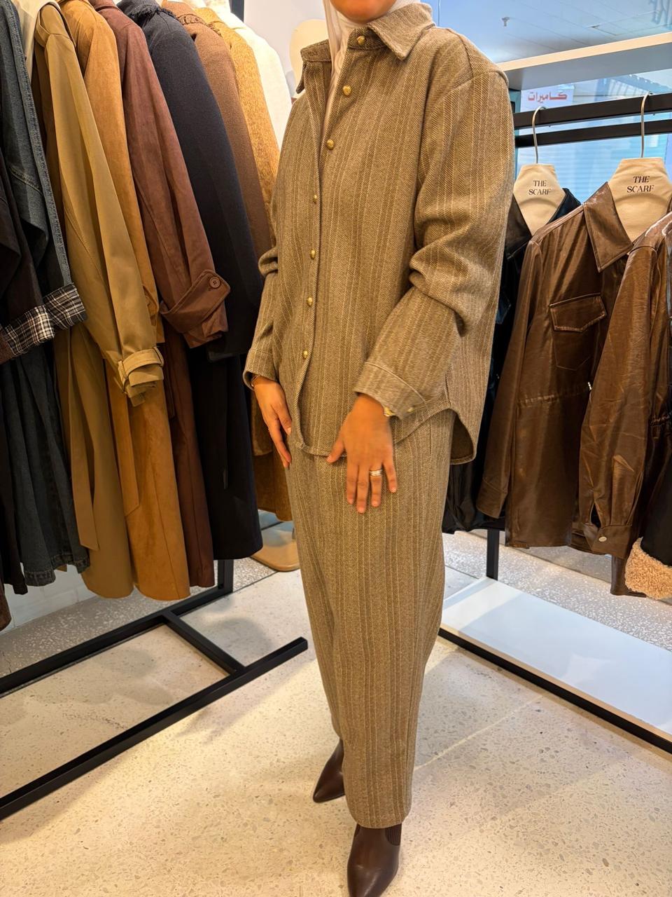 Striped Wool-blend Set  بدلة صوف مقلم