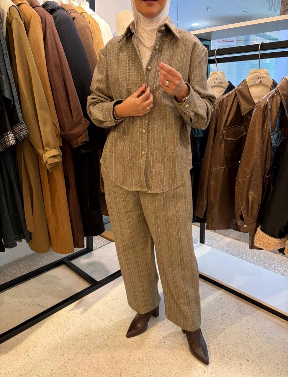 Striped Wool-blend Set  بدلة صوف مقلم
