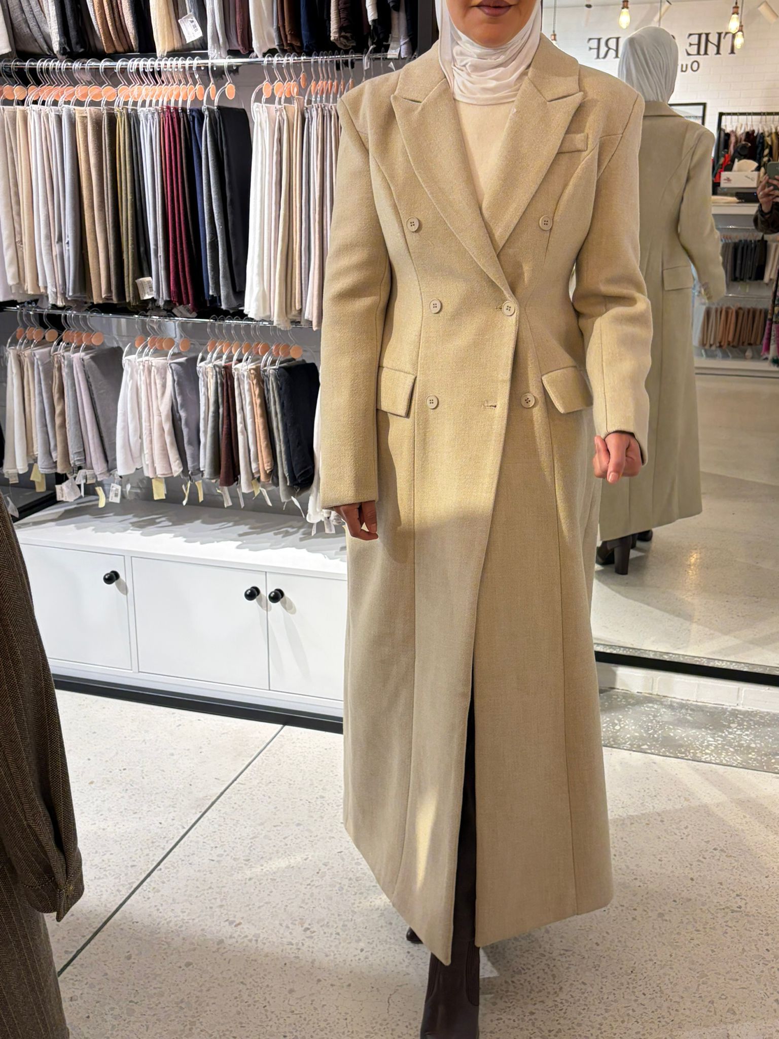 Double Breasted Over Coat معطف صوف طويل