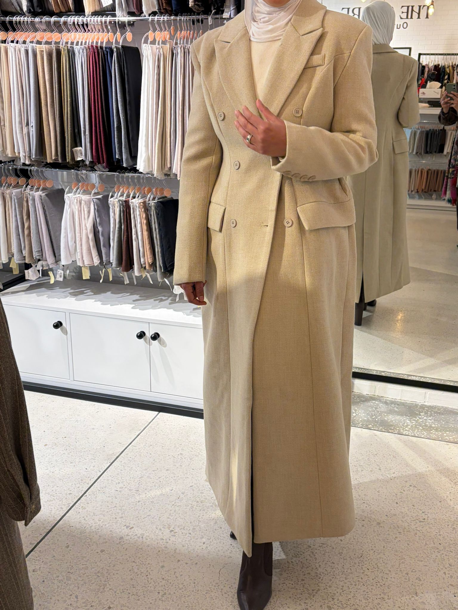 Double Breasted Over Coat معطف صوف طويل