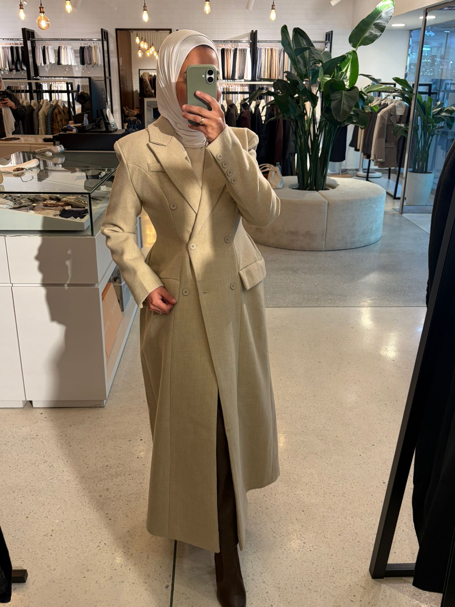Double Breasted Over Coat معطف صوف طويل