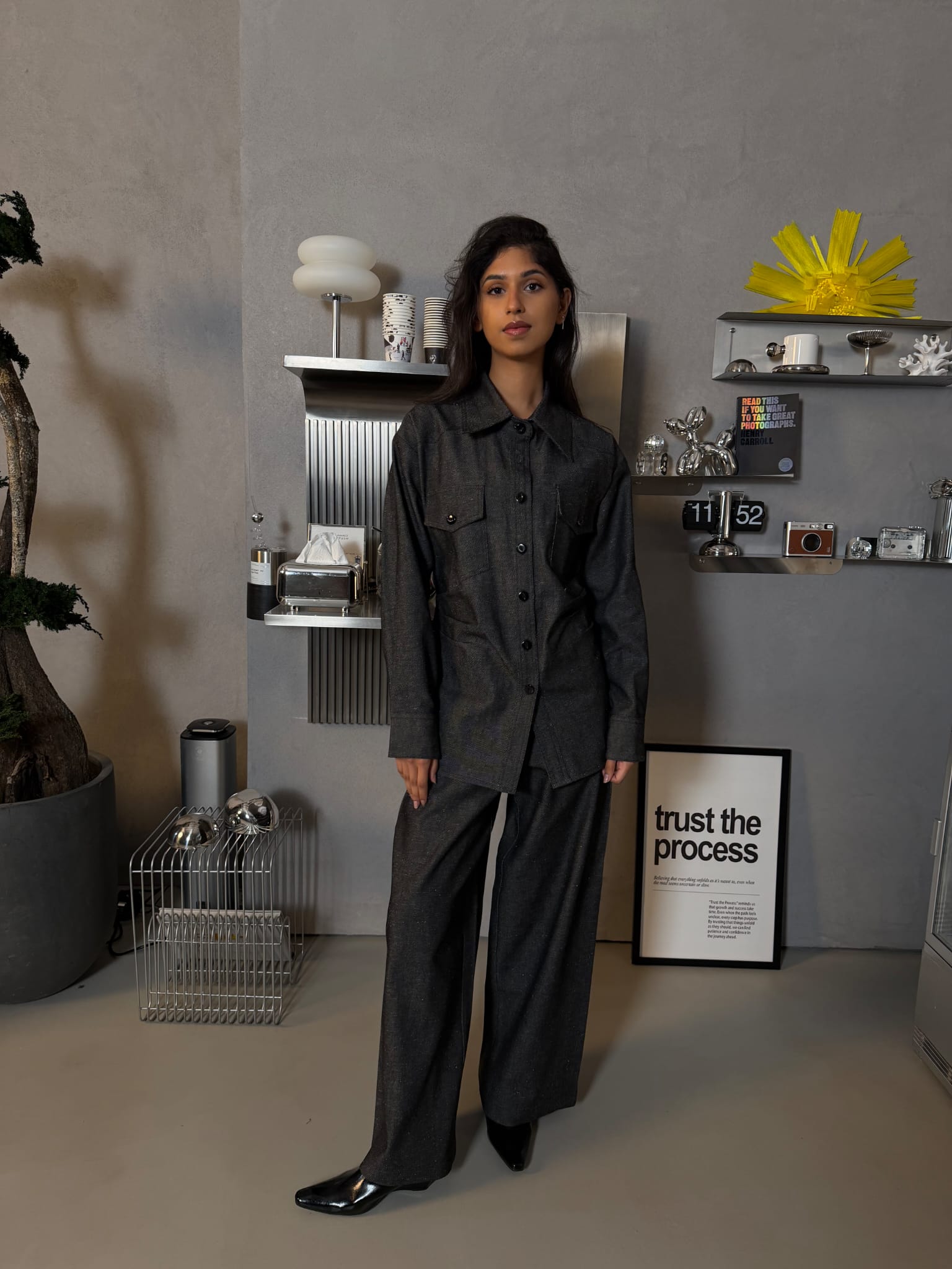 Denim Co-ord Dark gray