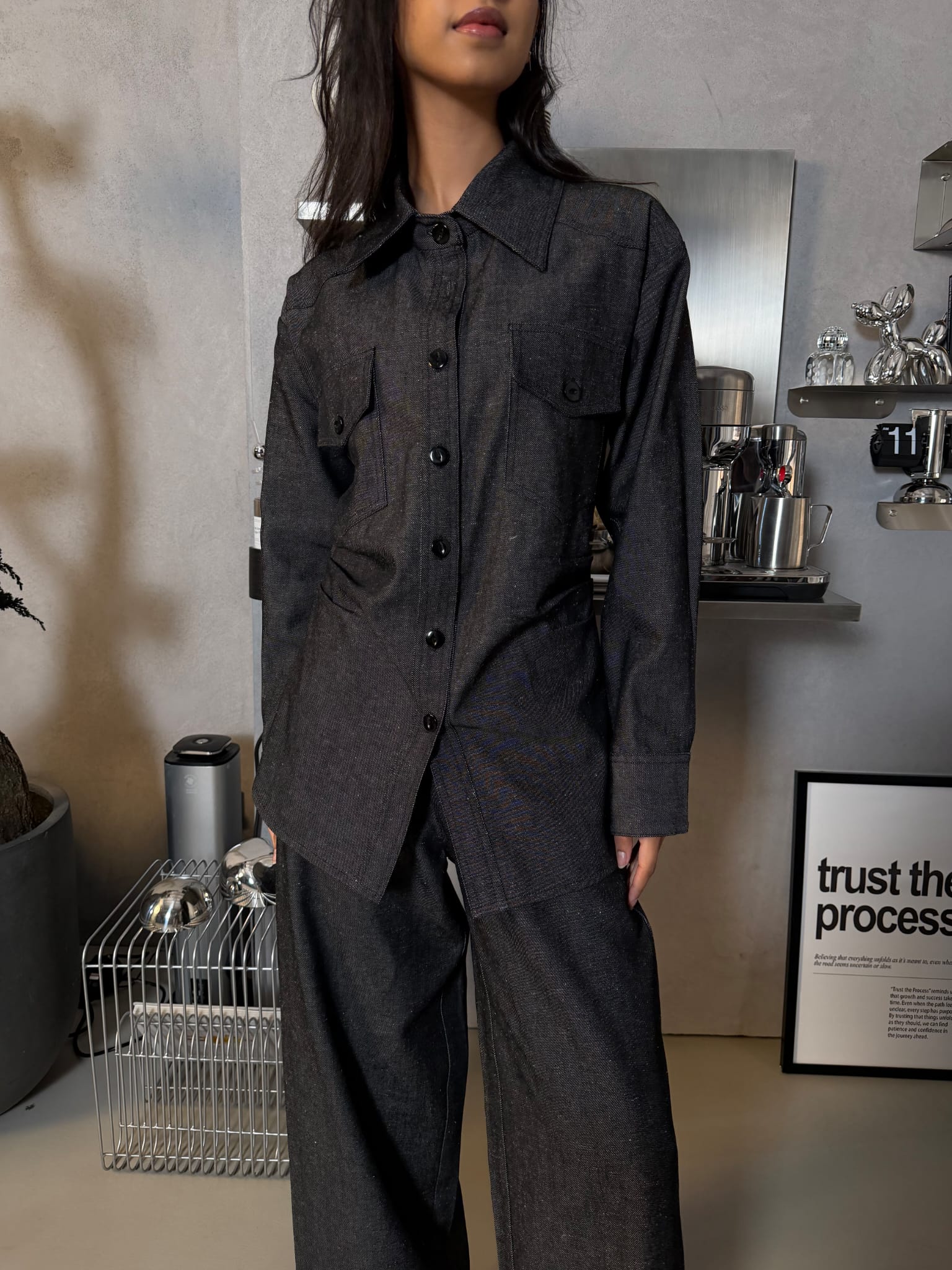 Denim Co-ord Dark gray