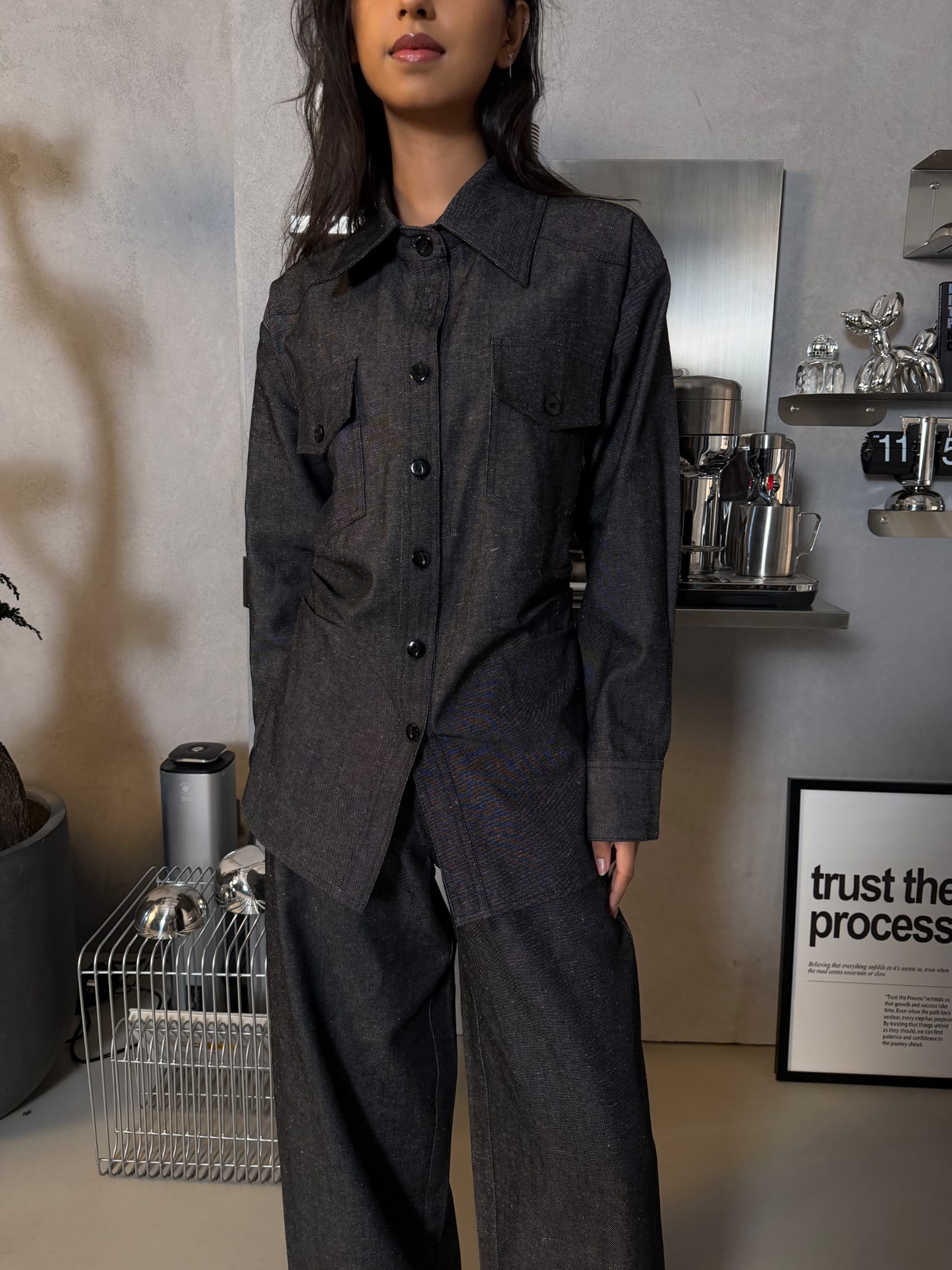 Denim Co-ord Dark gray