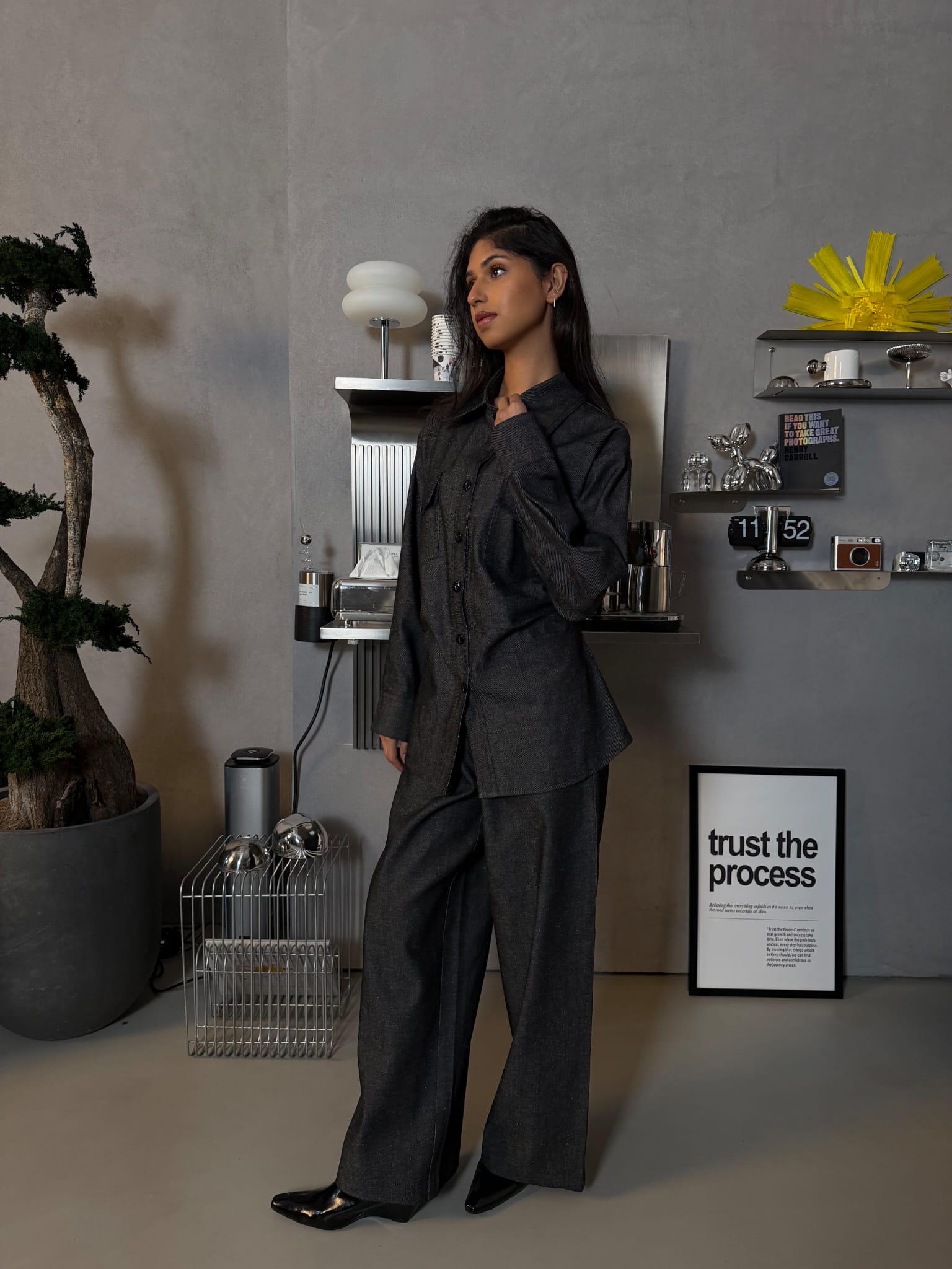 Denim Co-ord Dark gray