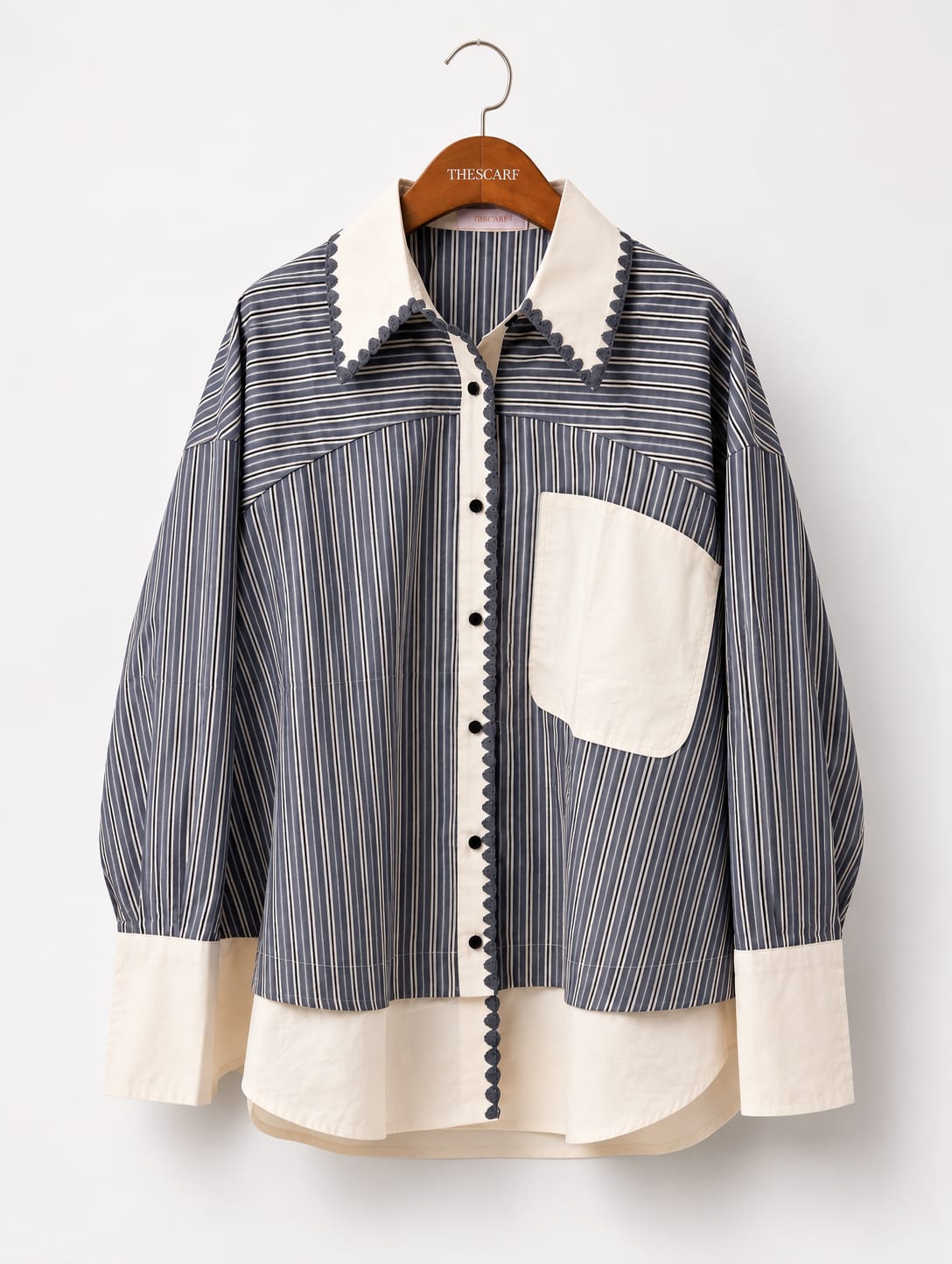 Stripe Contrast Shirt - GRAY
