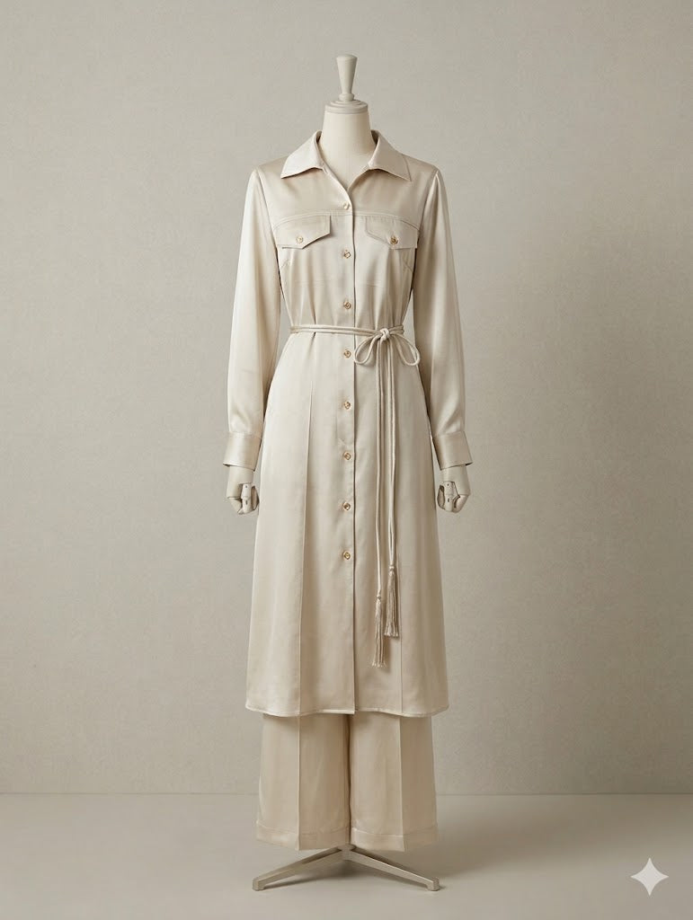 Satin Trench Set