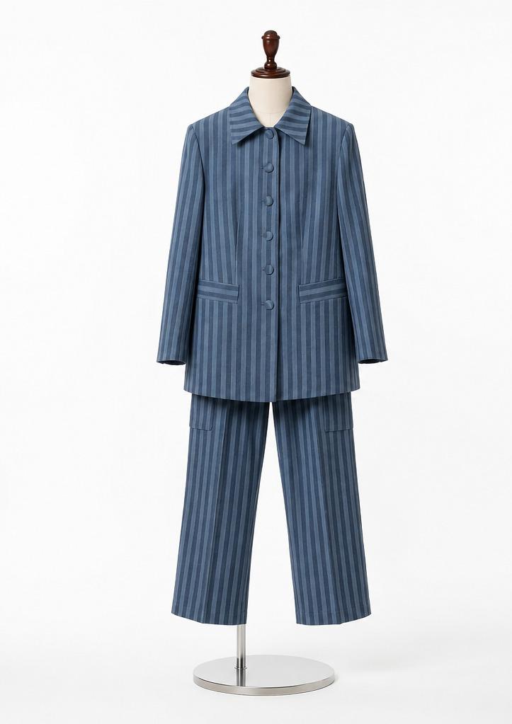 Azure Pinstripe Tailored Co-Ord Set - Blue