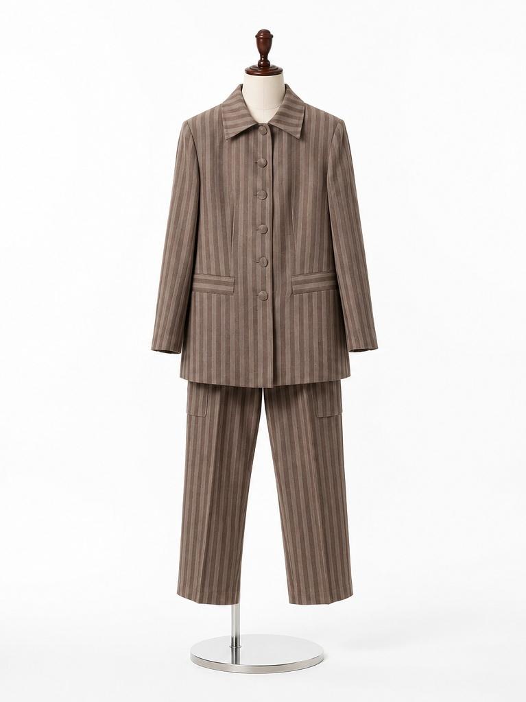Azure Pinstripe Tailored Co-Ord Set - Mocha