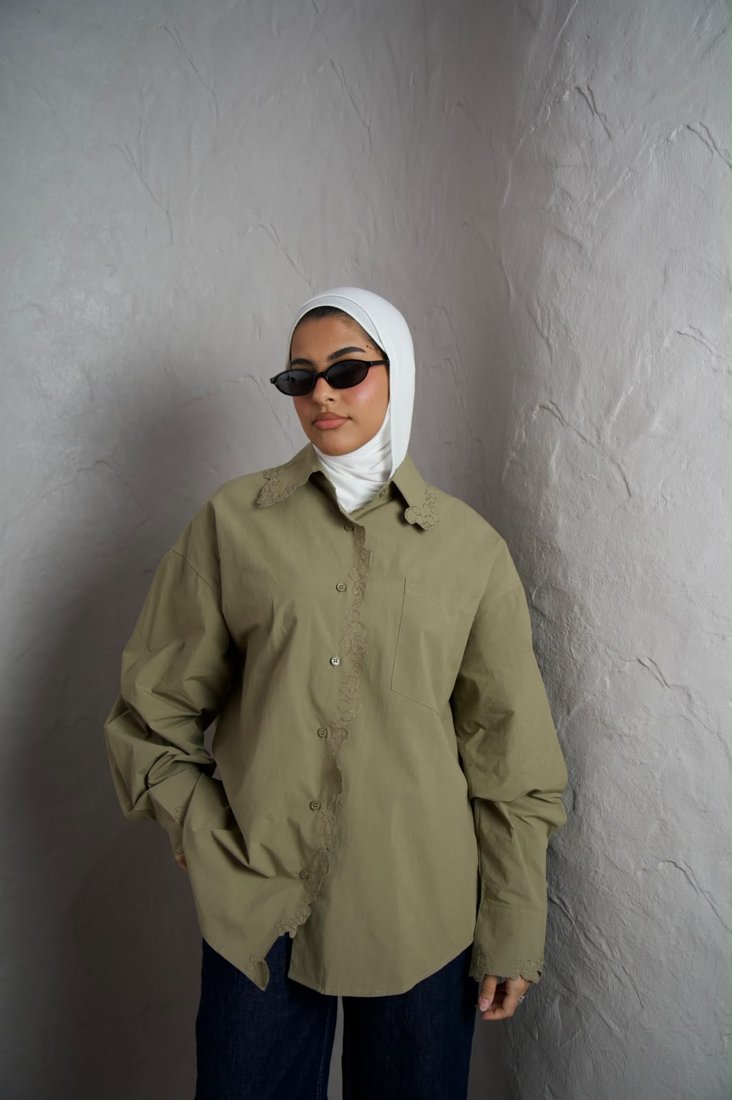 Floral Edge Shirt - Olive