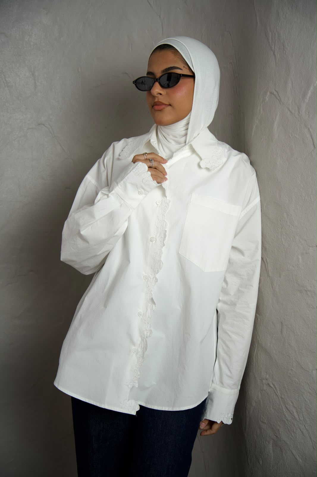 Floral Edge Shirt - White