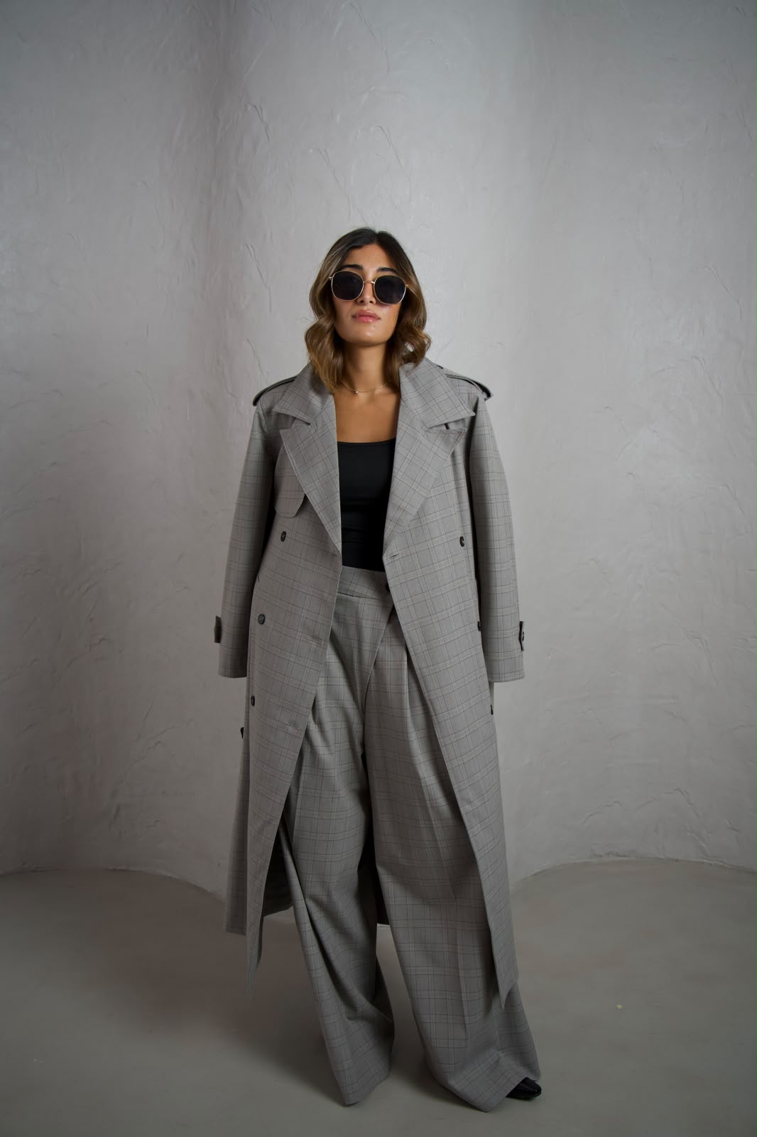 Plaid Trench