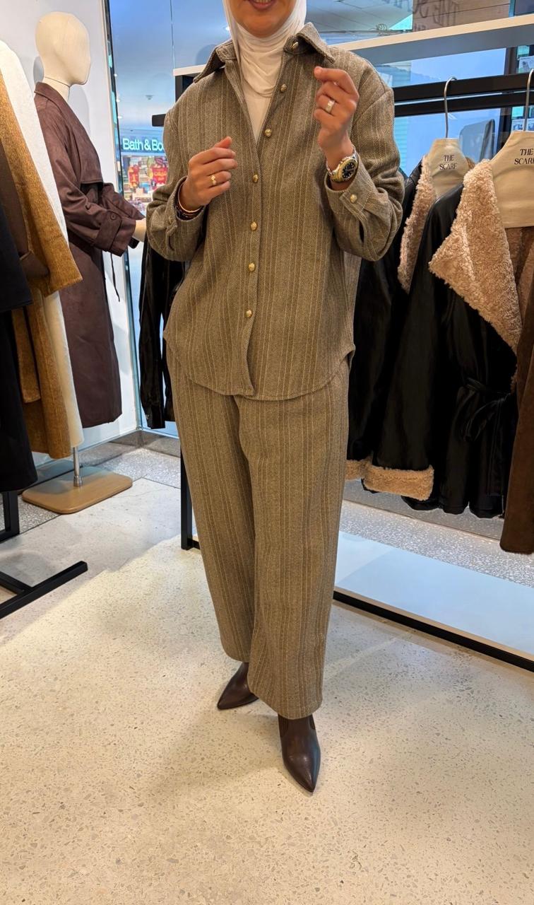 Striped Wool-blend Set  بدلة صوف مقلم