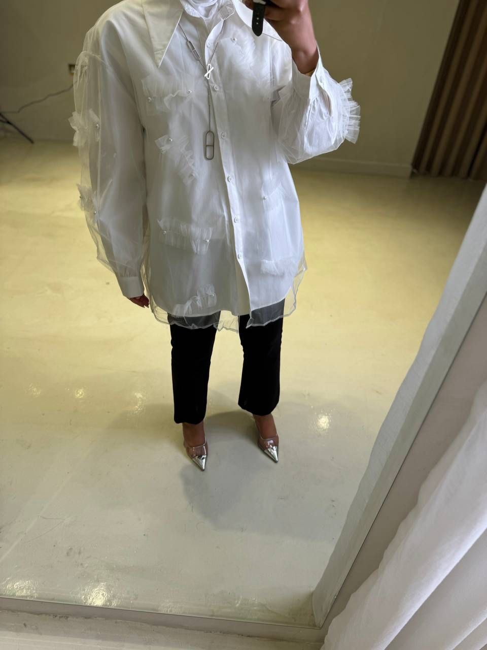 SHIRT RUFFLE TULLE-White