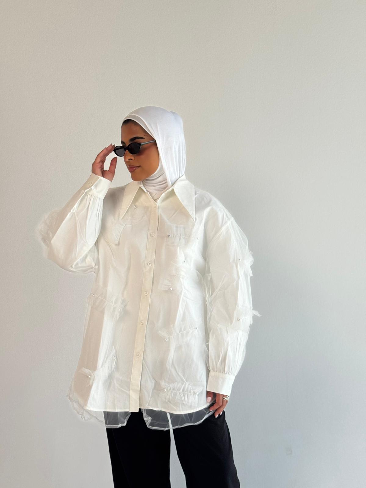 SHIRT RUFFLE TULLE-White